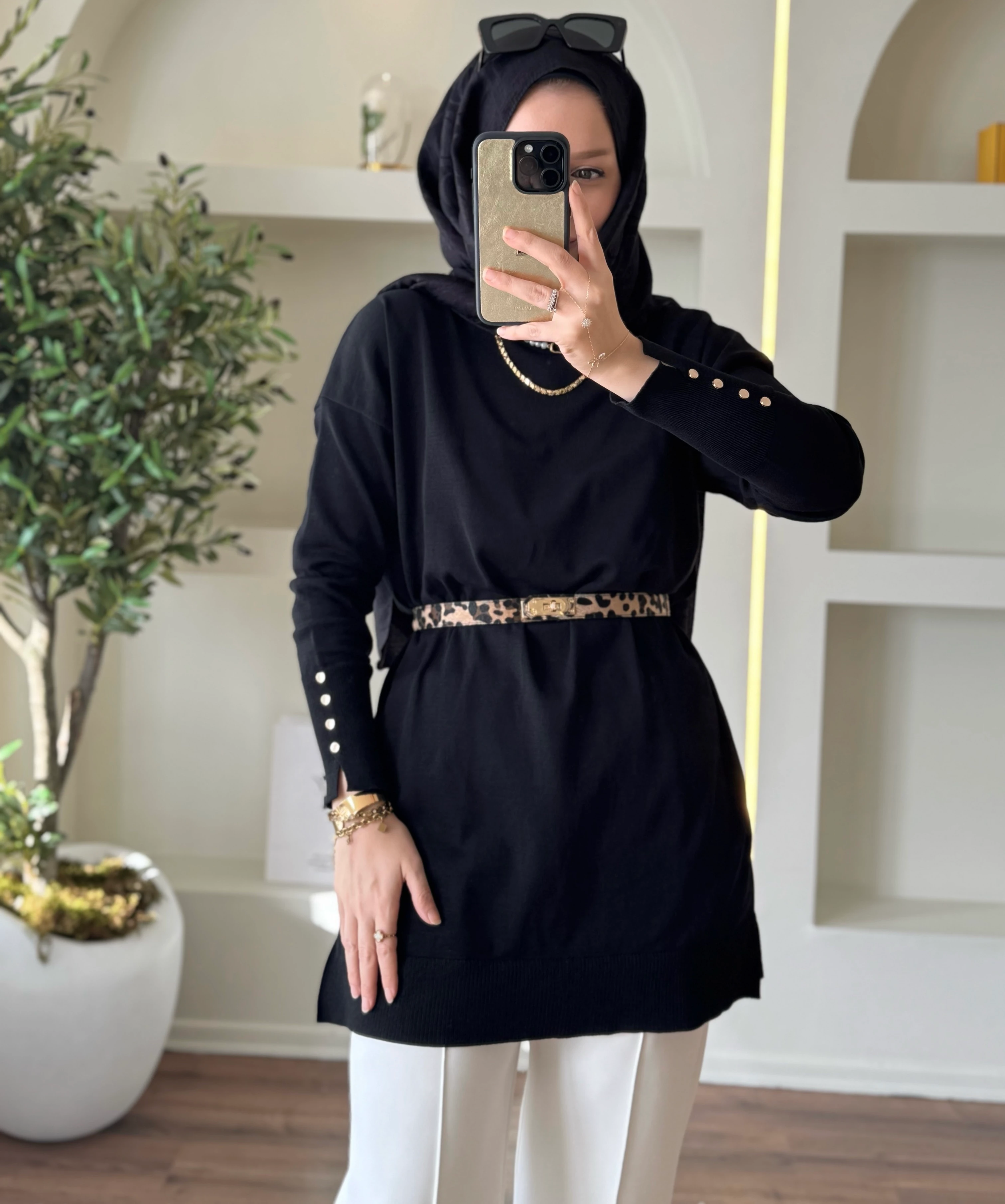 Maya merserize tunik - siyah