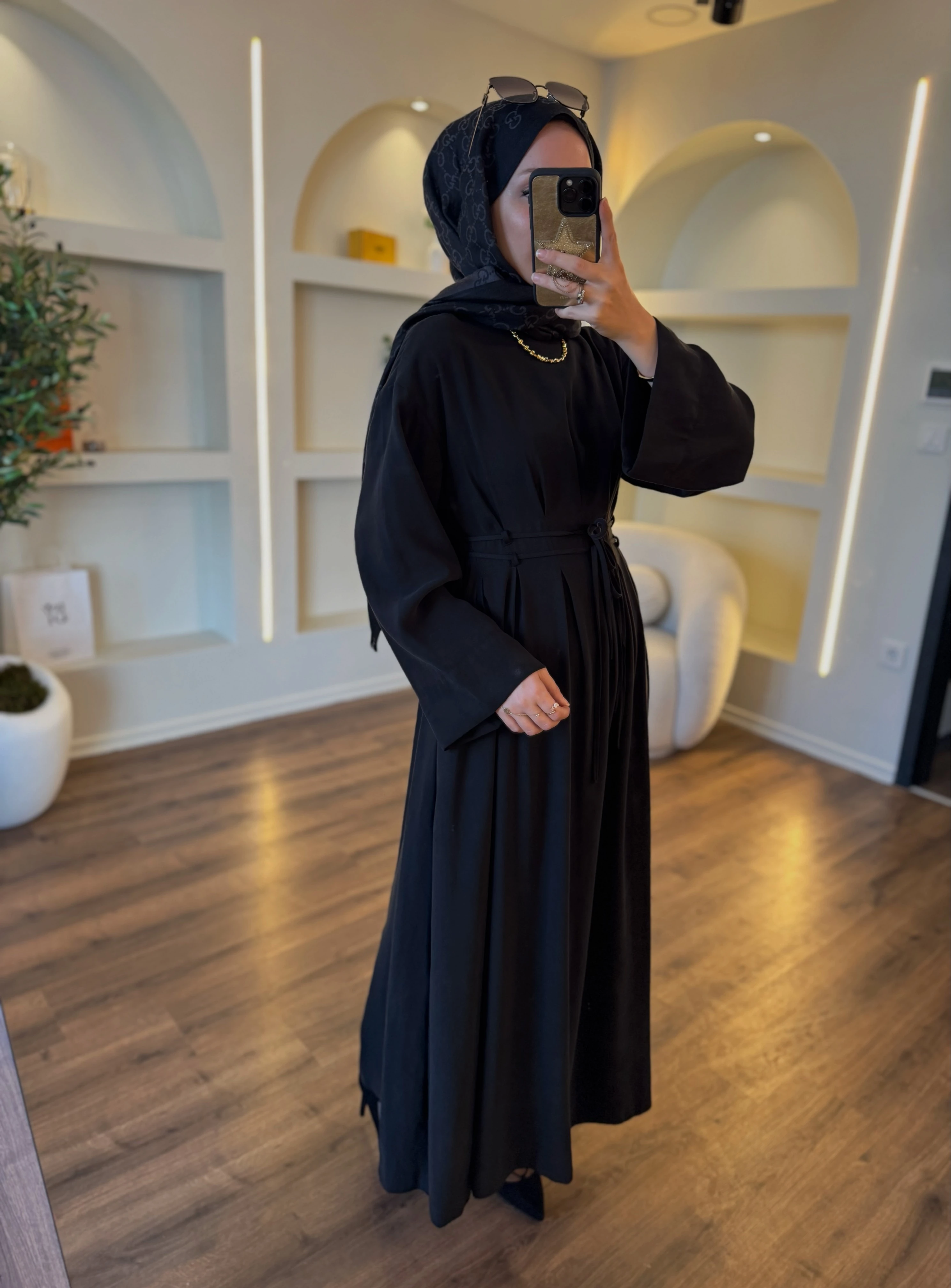 Narin tensel elbise - siyah