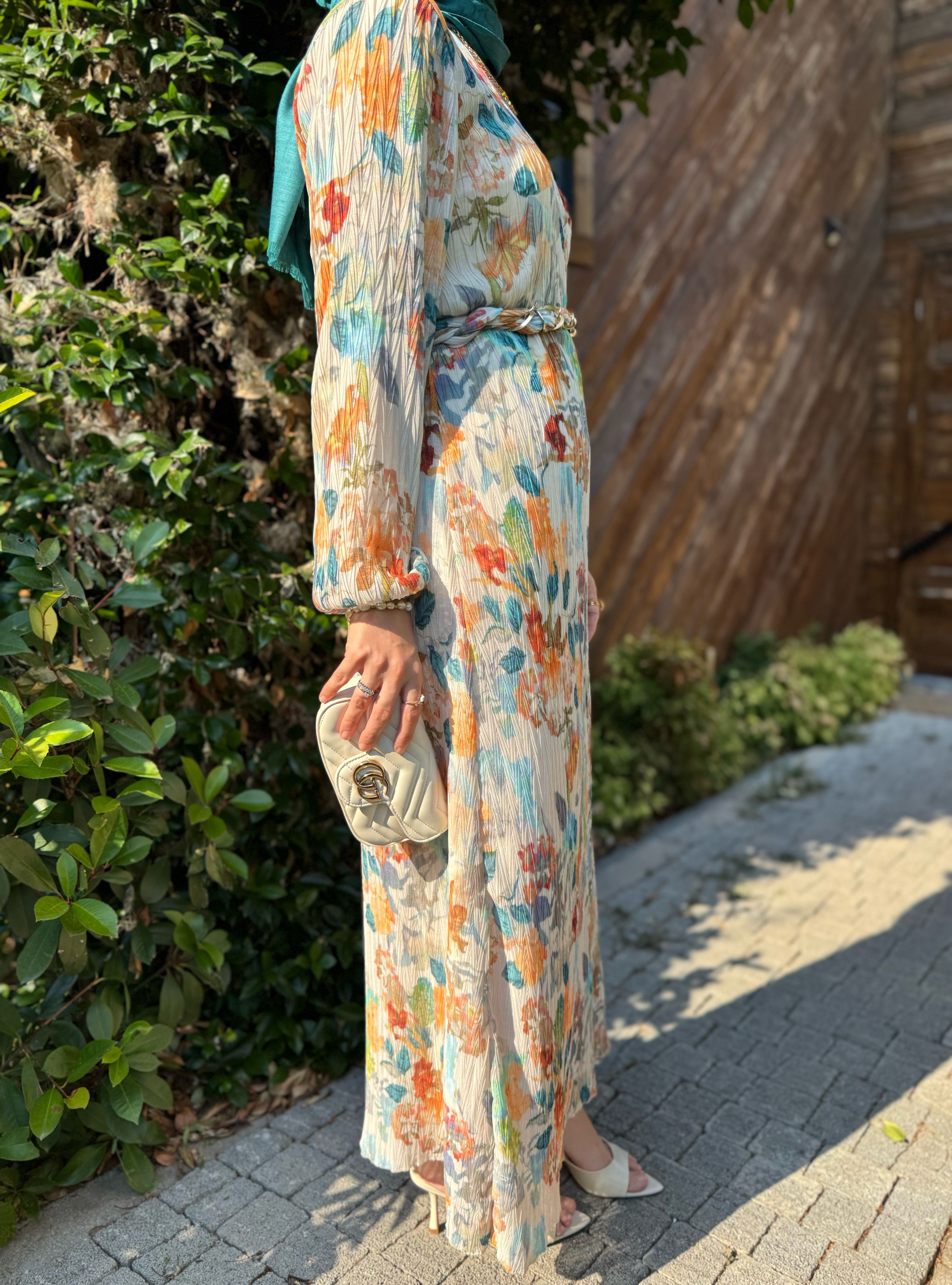 Elegant elbise - petrol mavisi