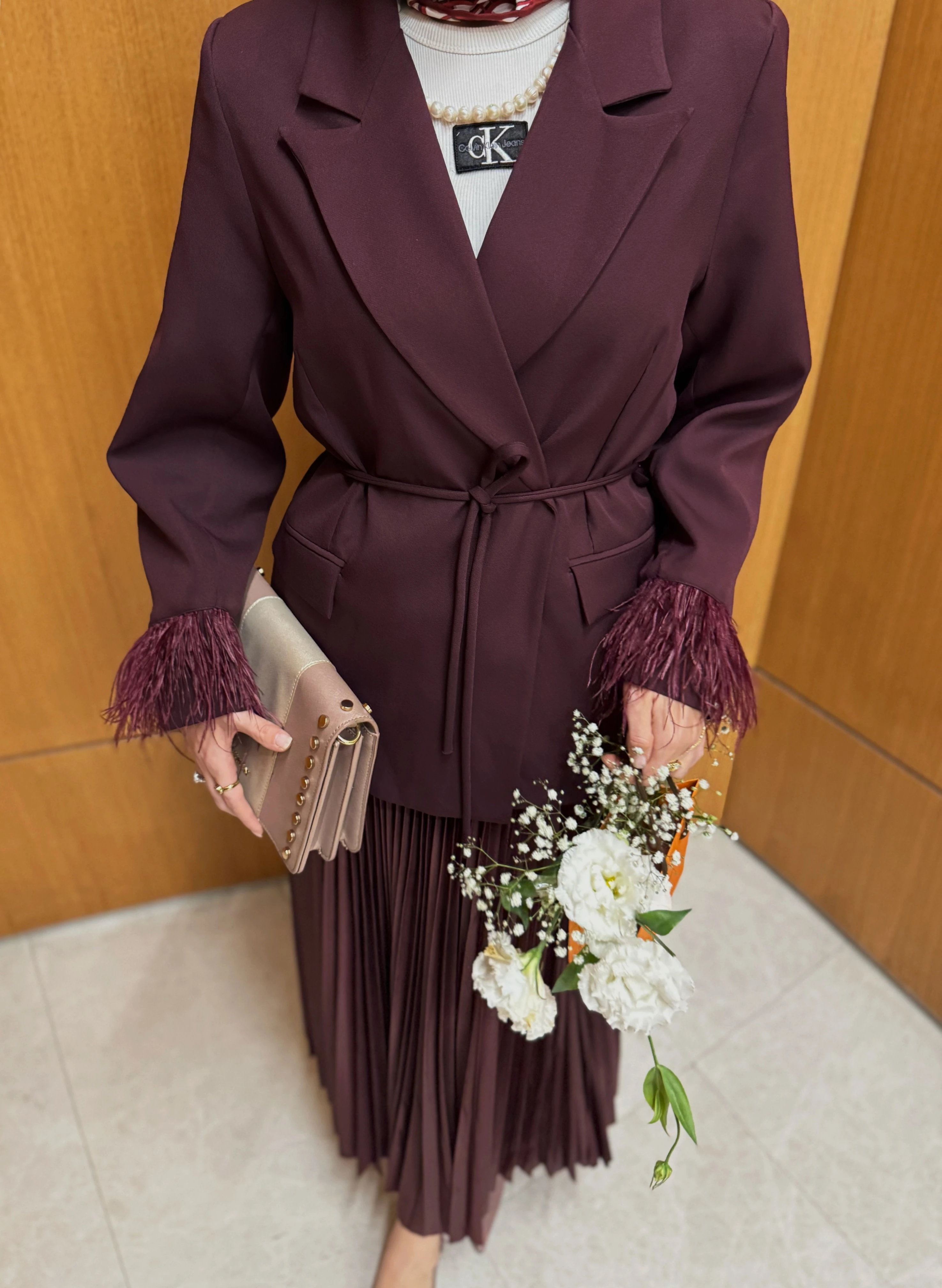 Otrişli ceket - bordo