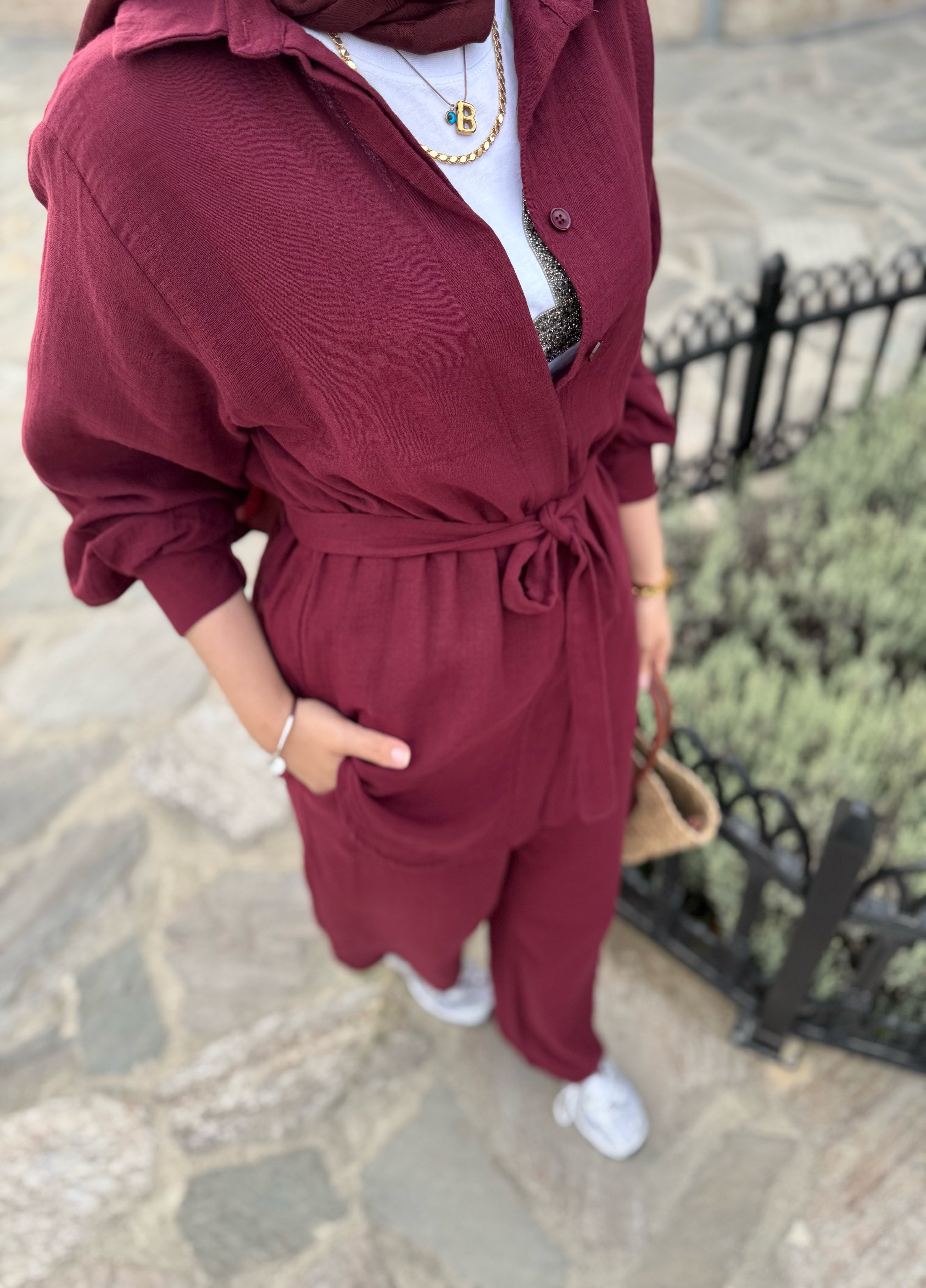 Müslin takım - bordo