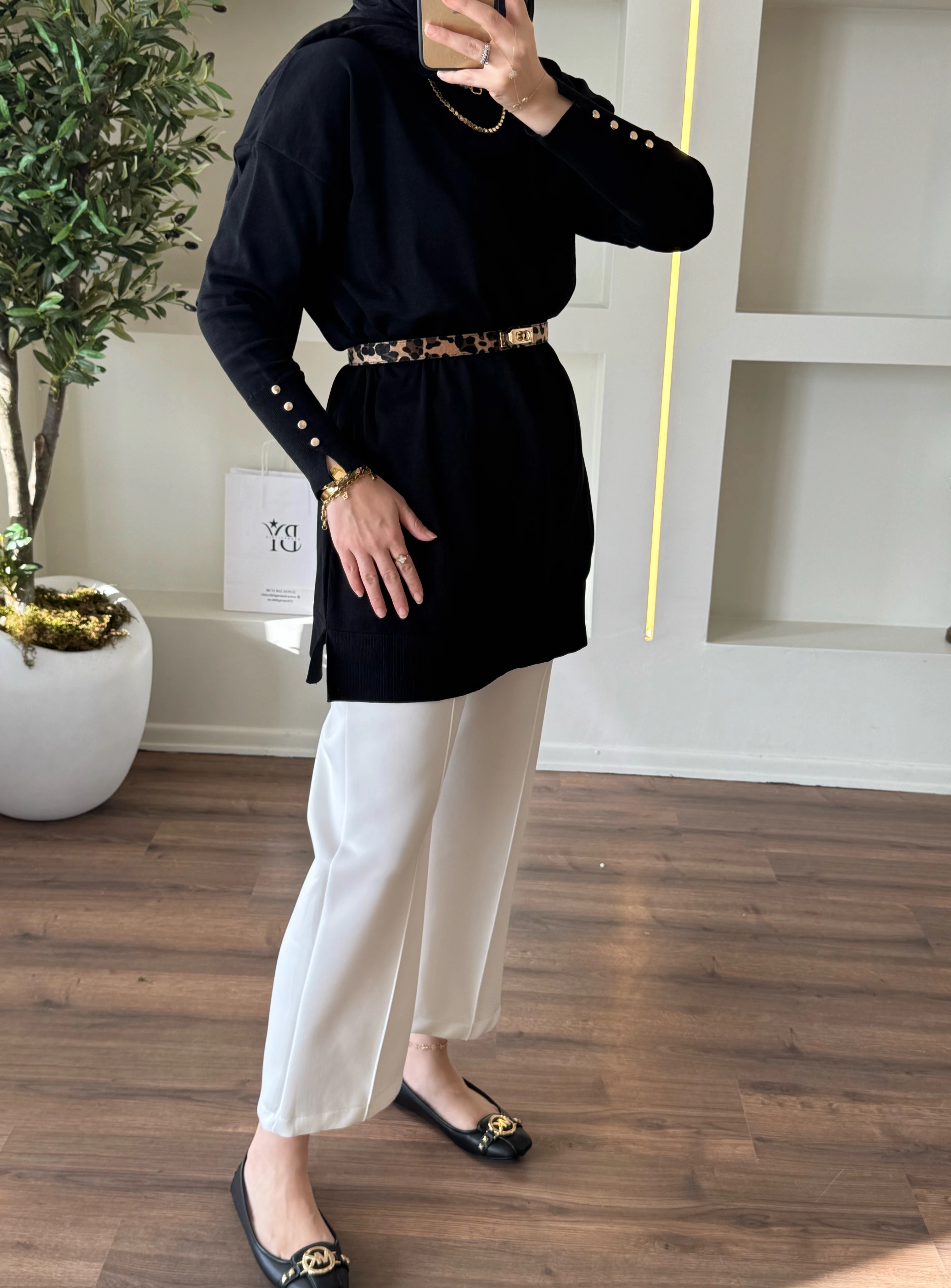 Maya merserize tunik - siyah