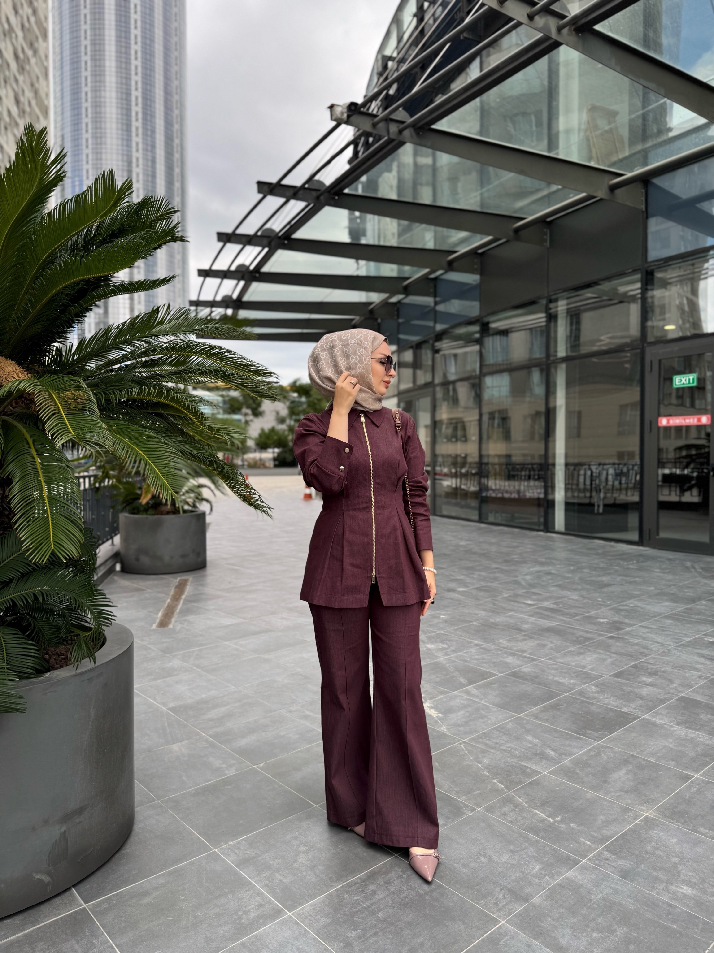 Dora denim takım - mürdüm (ÖN SİPARİŞ)