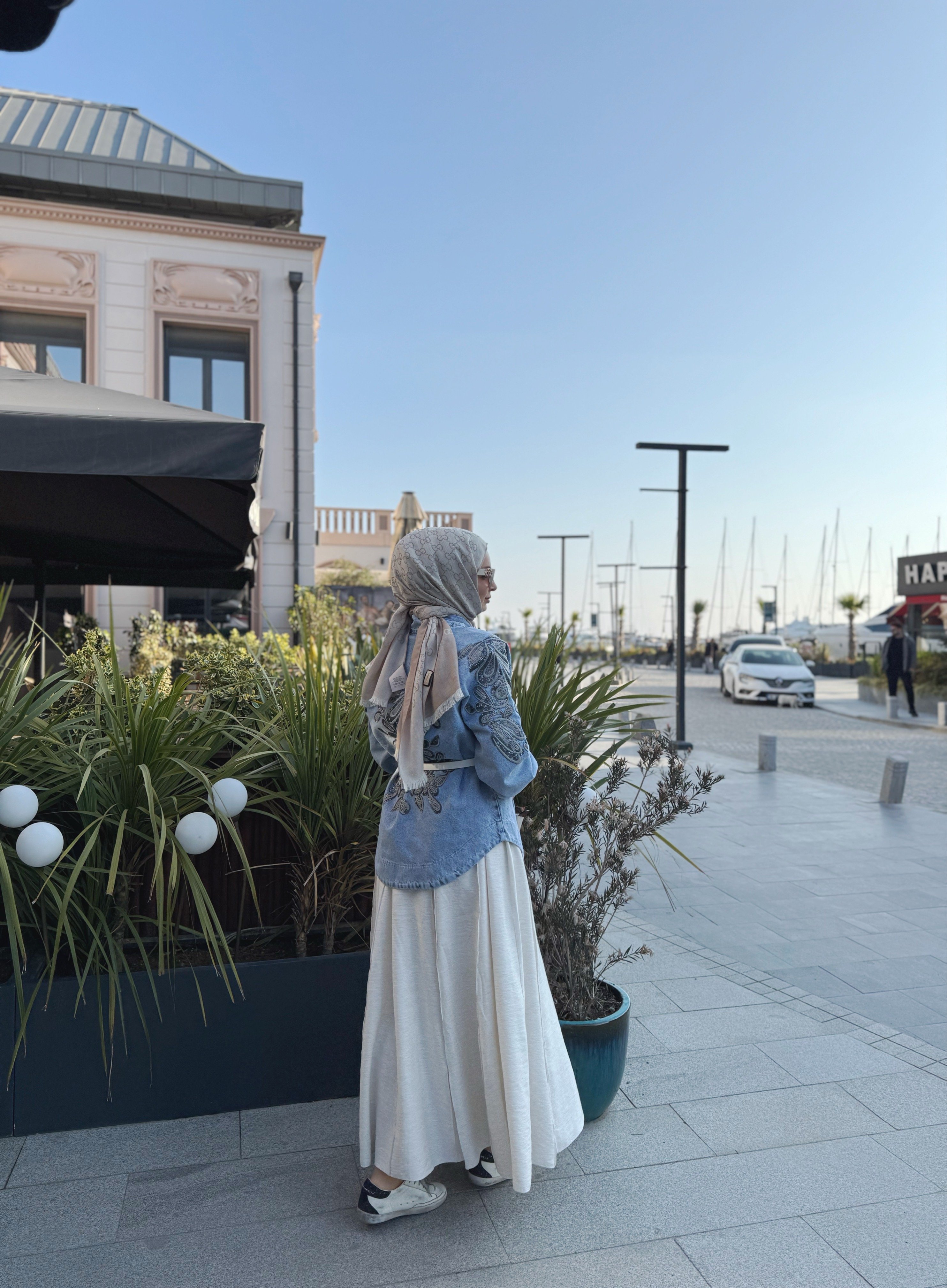 İşlemeli kimono kot ceket 
