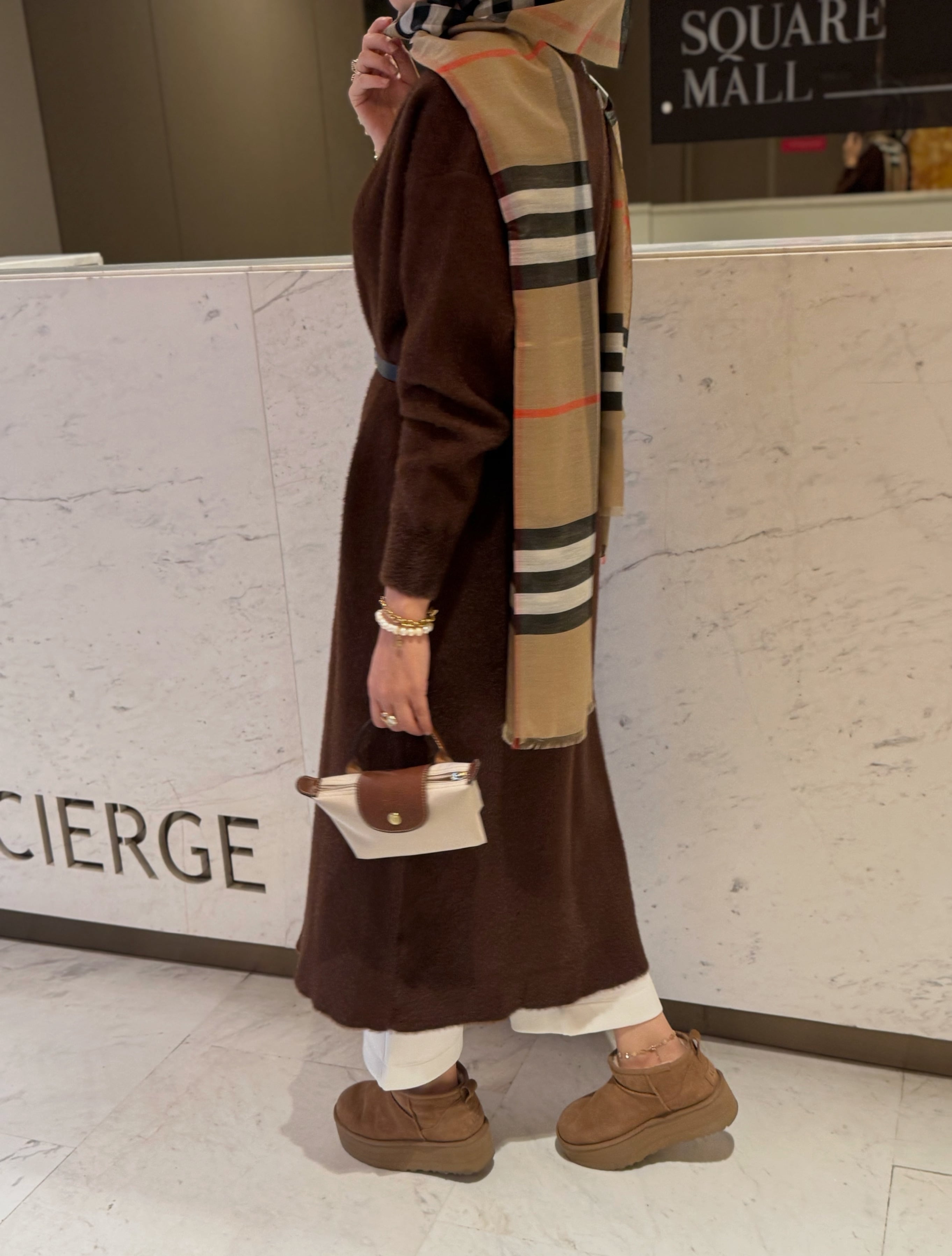 Ekose desenli ithal şal - camel