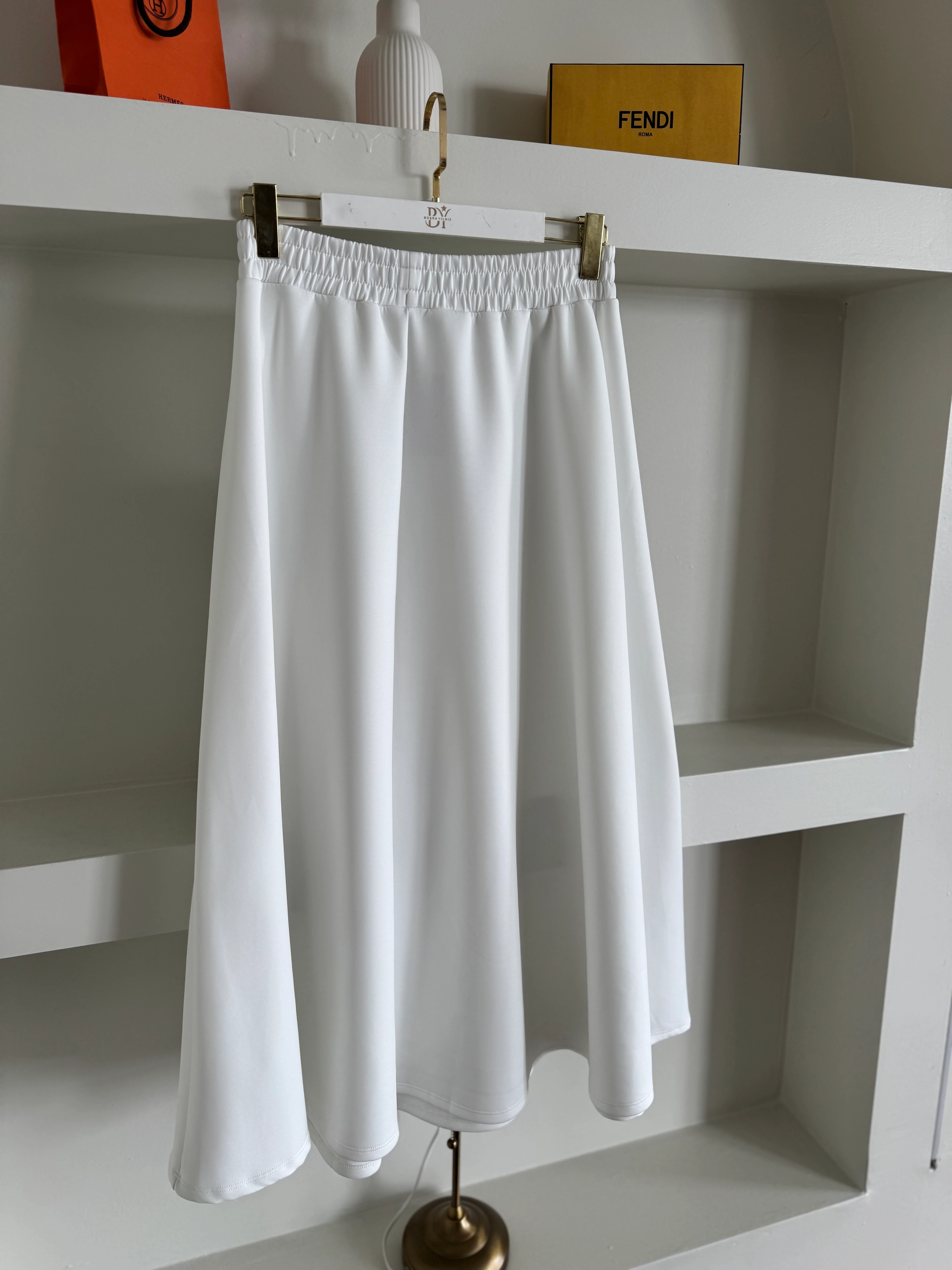 Kloş scuba etek - beyaz 