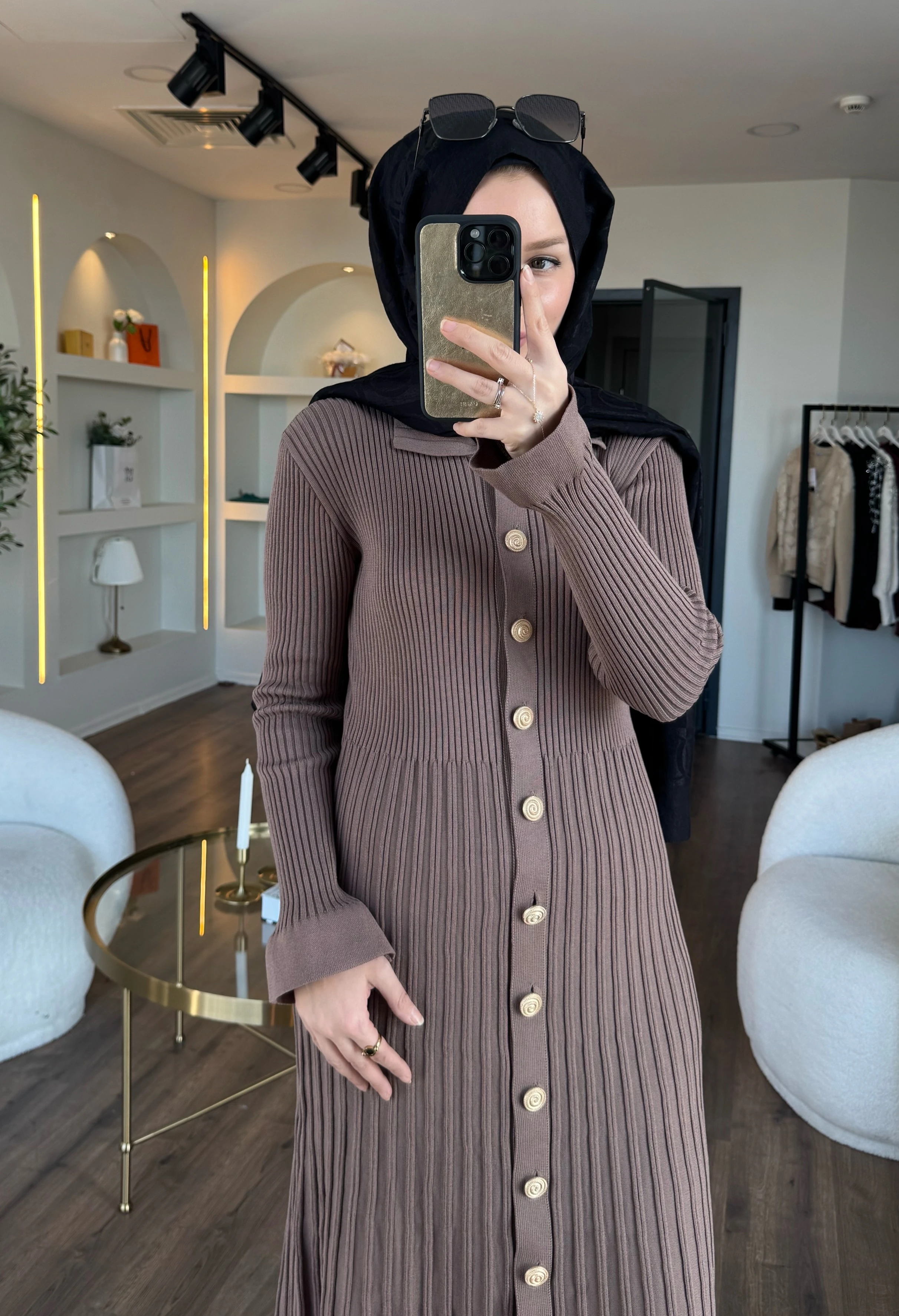 Lara merserize elbise - vizon