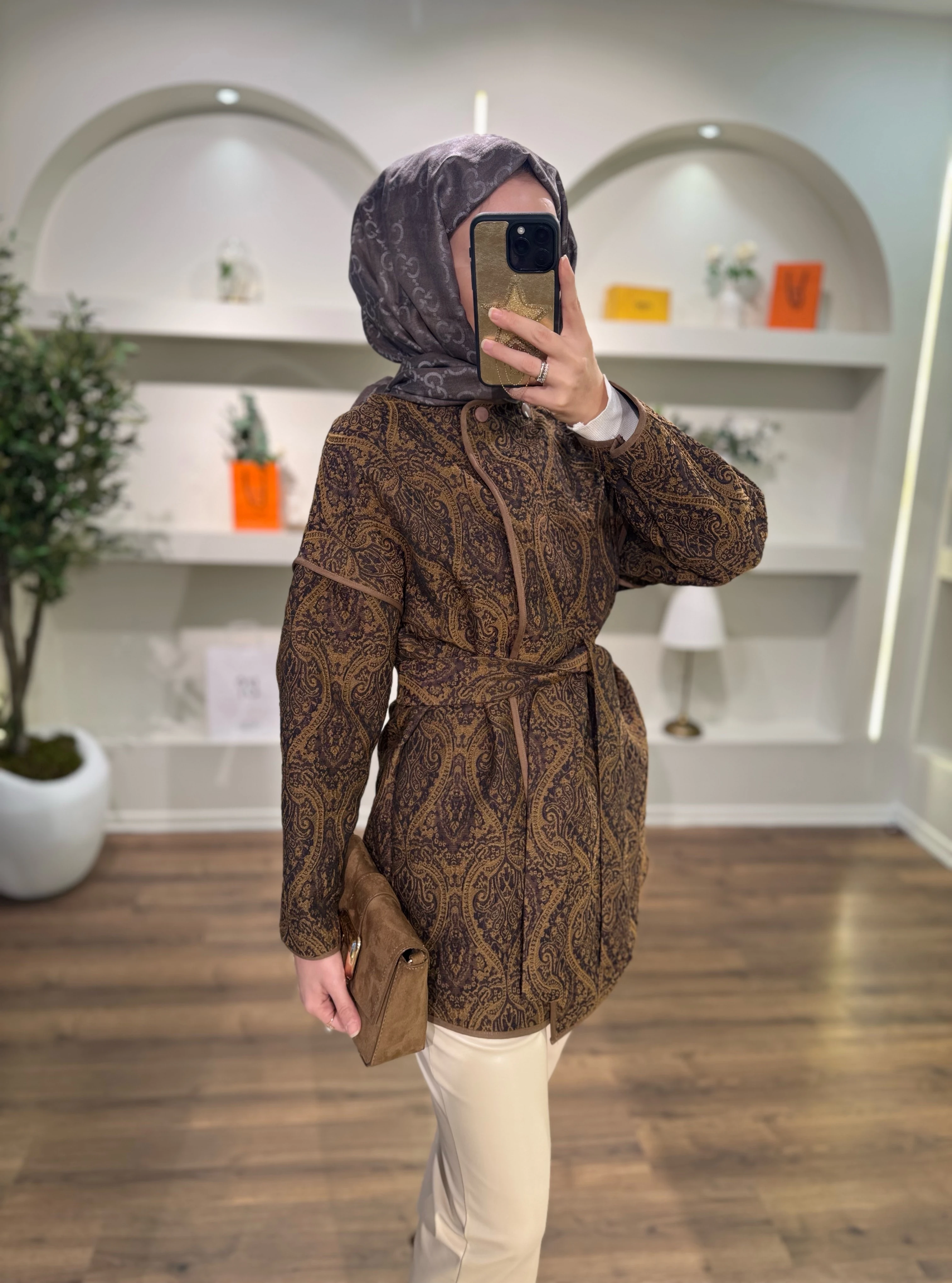 Yün ipek şal - acıkahve