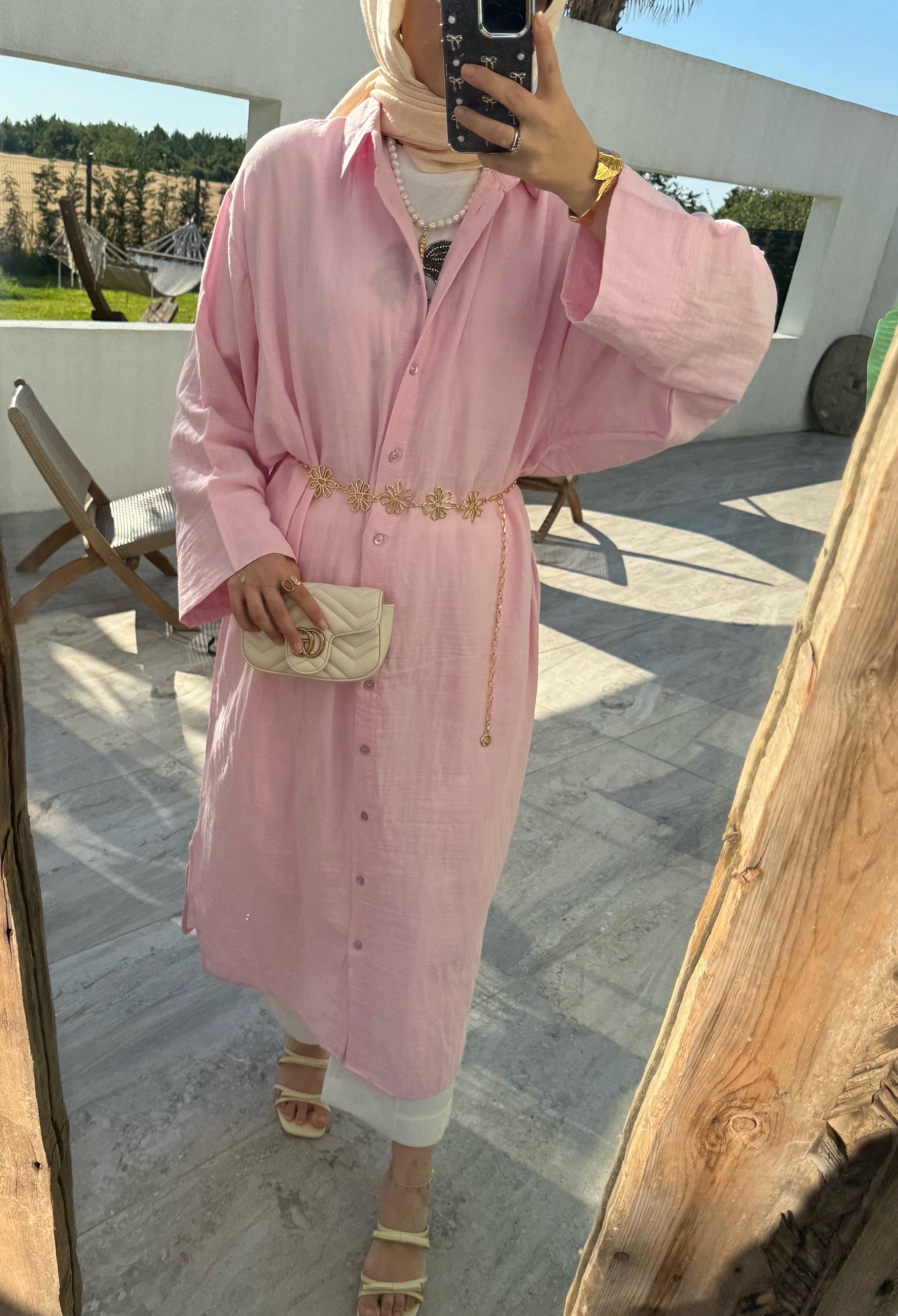 Müslin gömlek - pembe