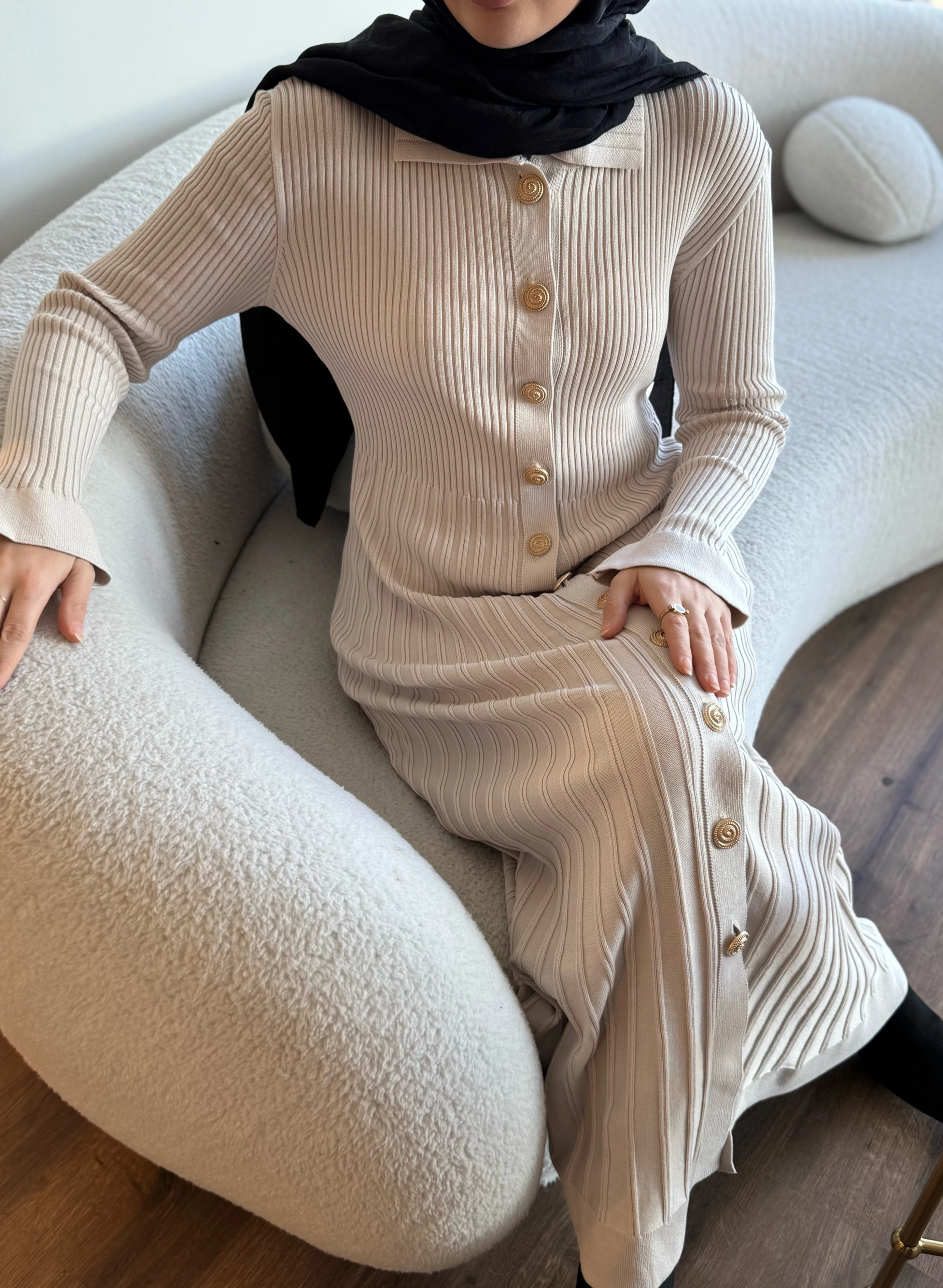 Lara merserize elbise - taş 