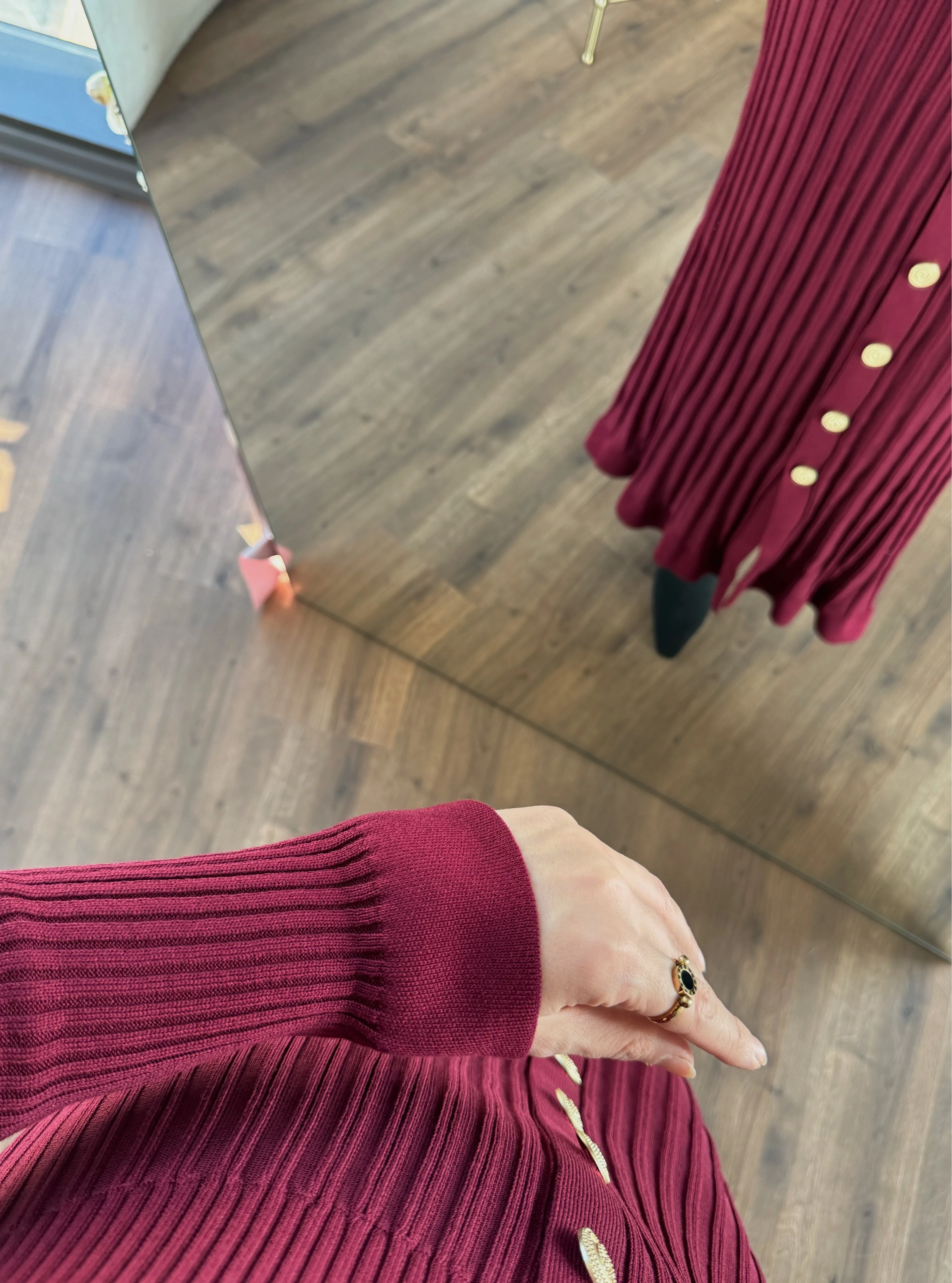 Lara merserize elbise - bordo