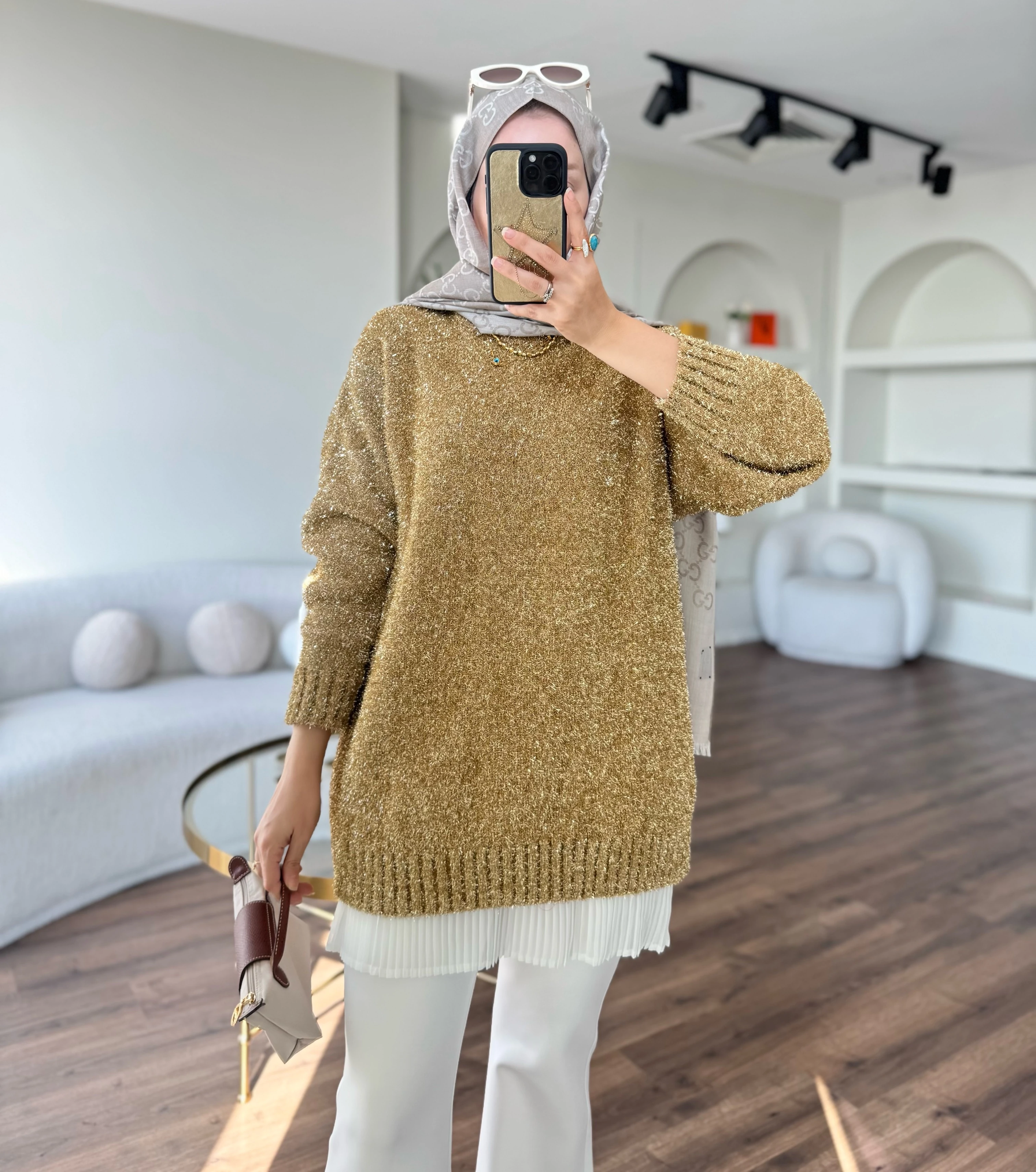 İspanyol paça pantolon- beyaz