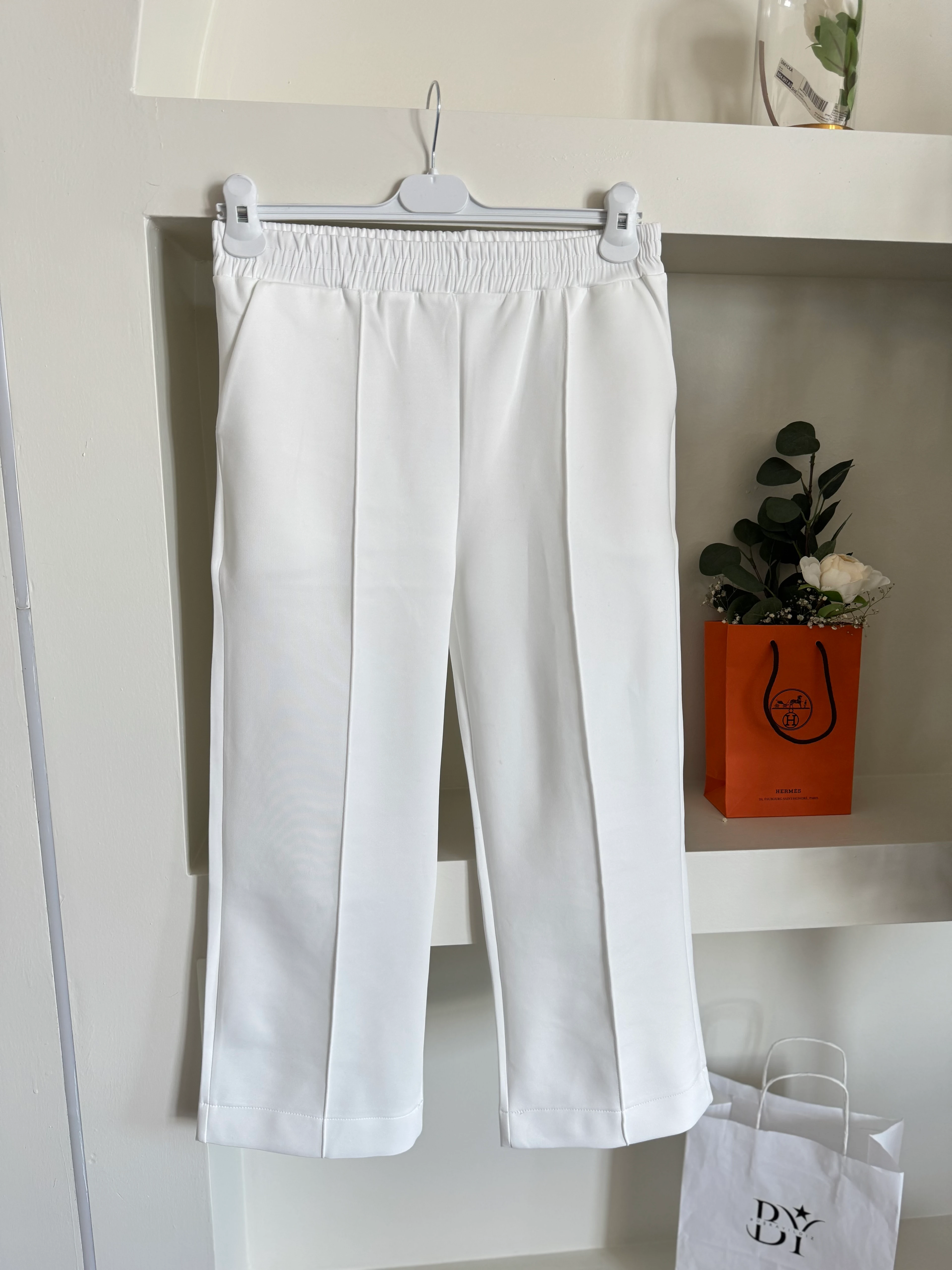 Çımalı Scuba pantolon- beyaz 