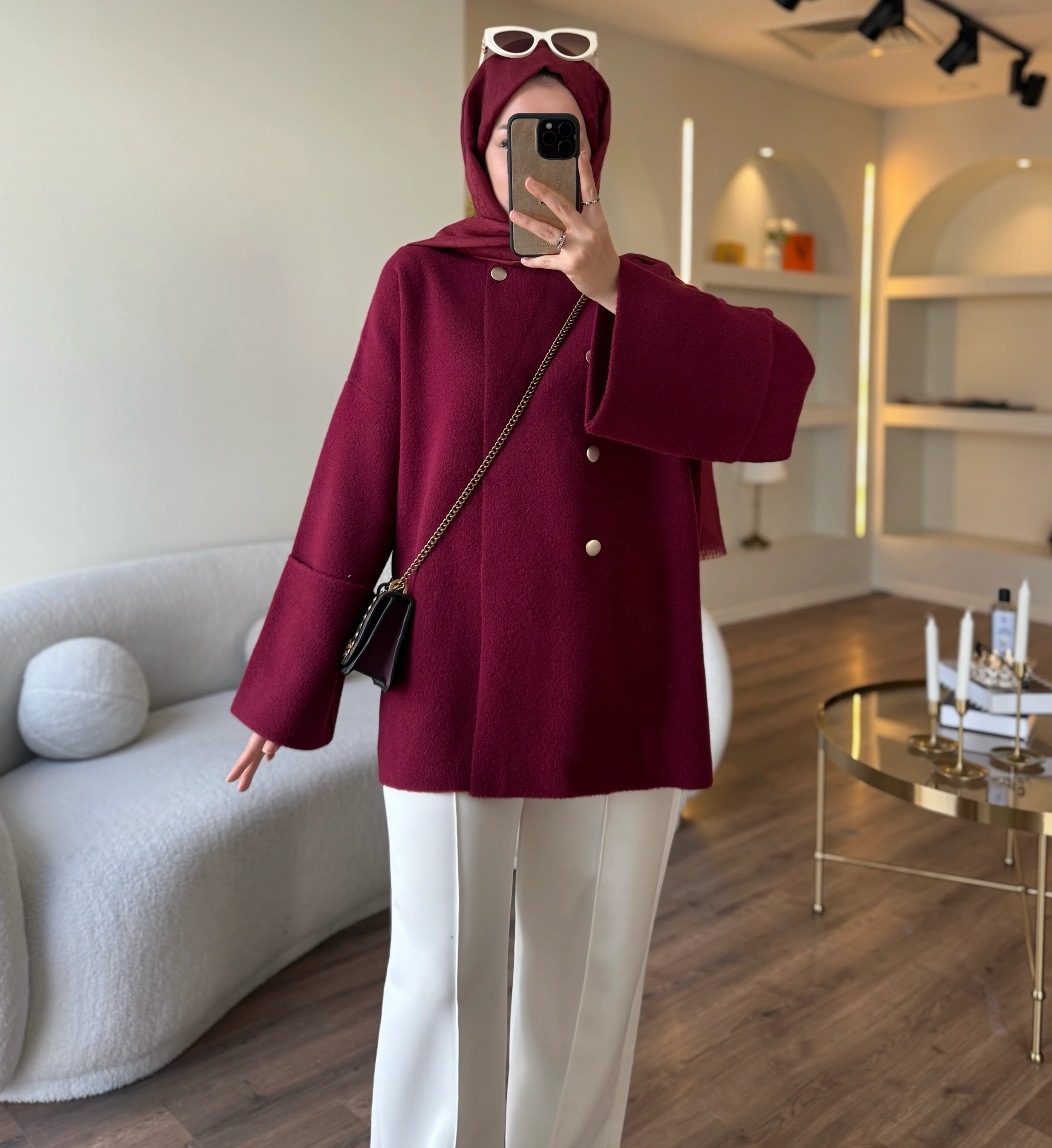 Lina angora hırka - bordo