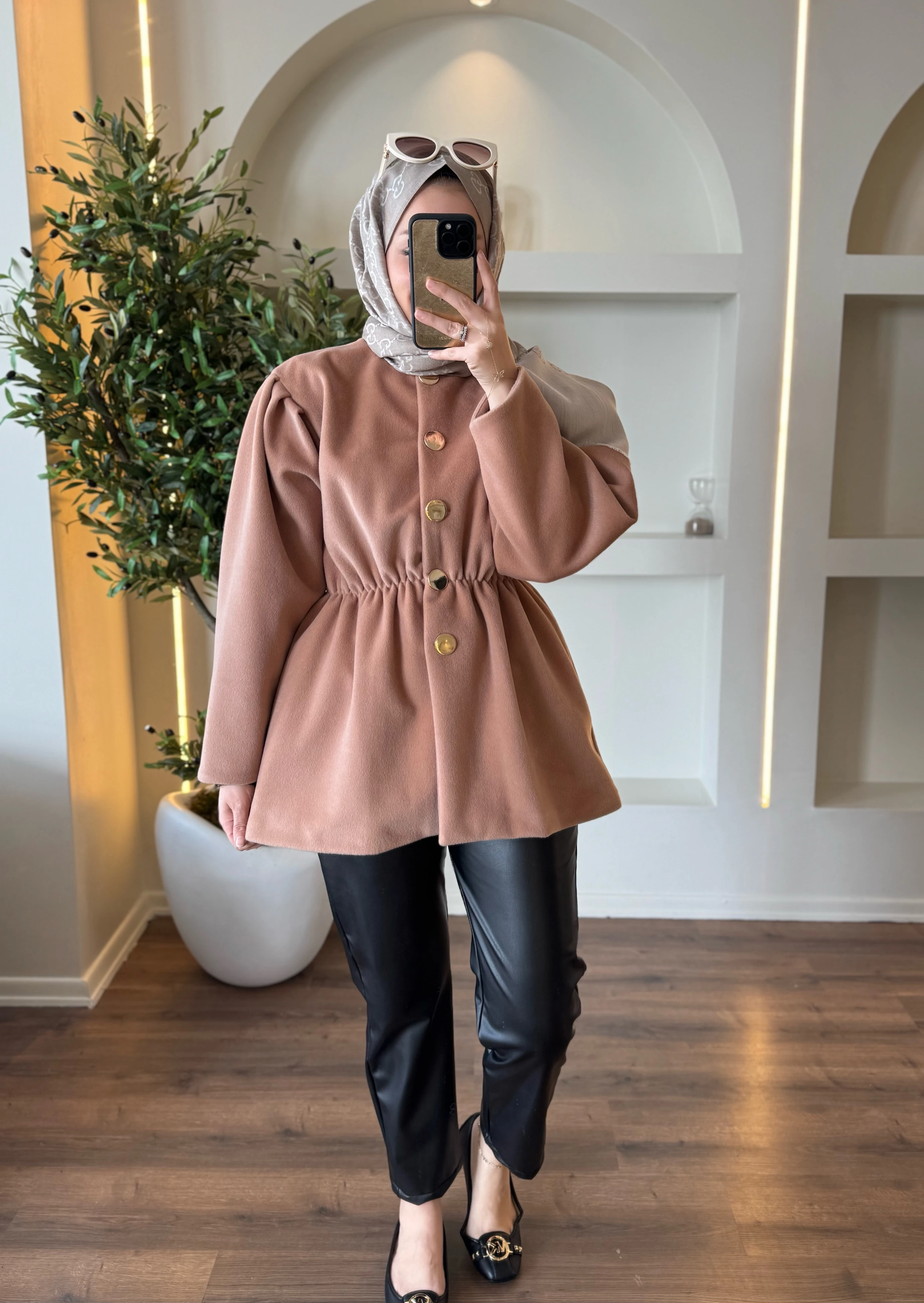 Lidya kürk ceket - camel