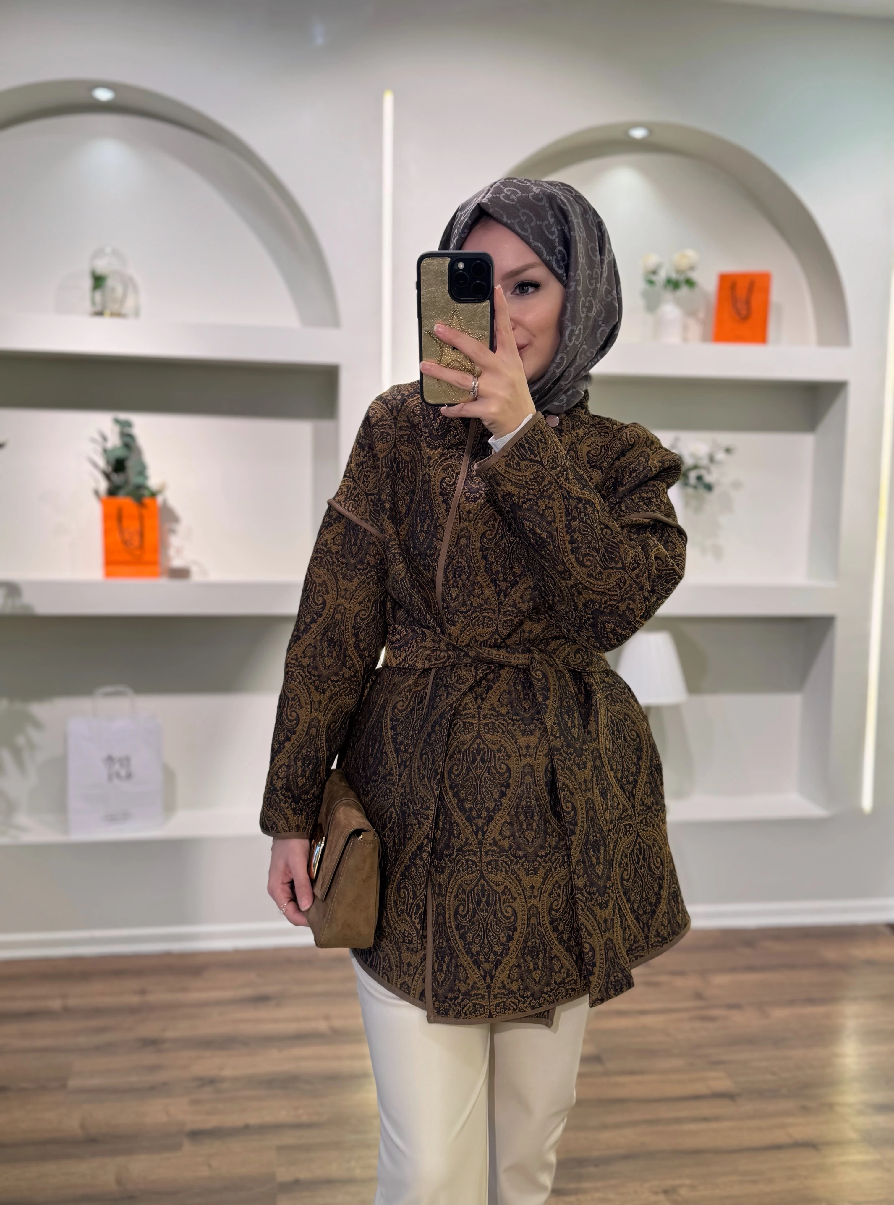 Yün ipek şal - acıkahve