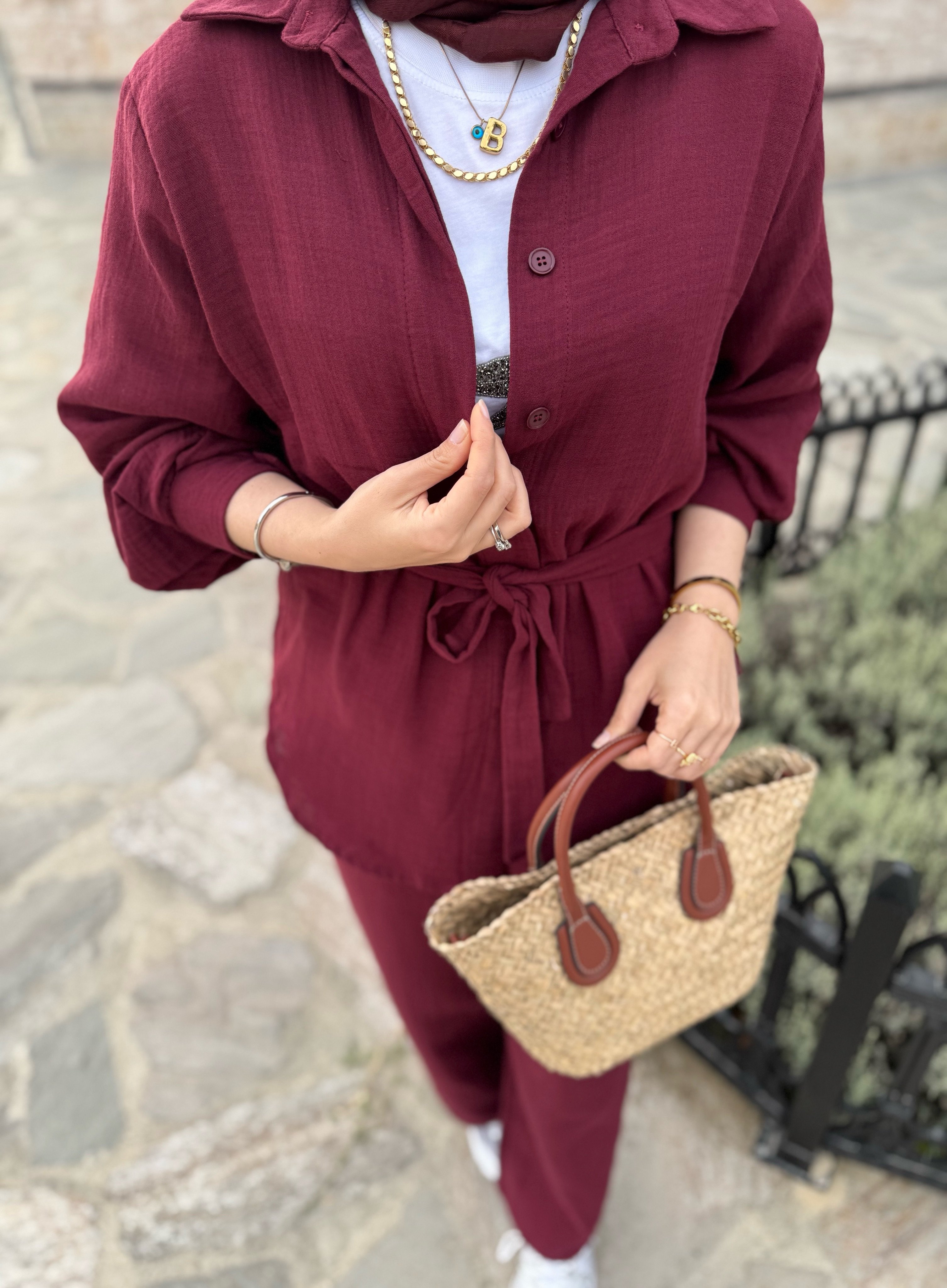 Müslin takım - bordo