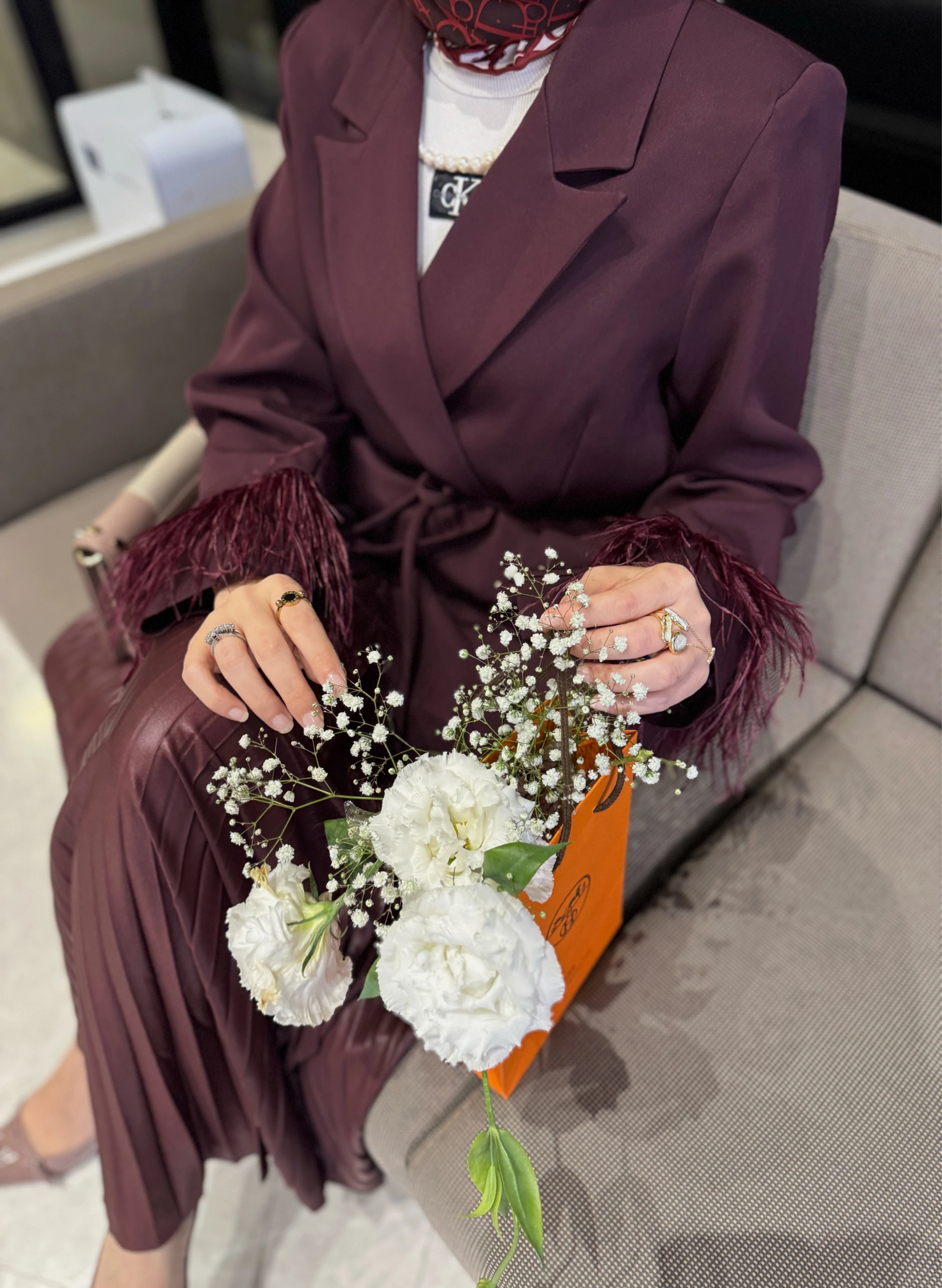 Otrişli ceket - bordo