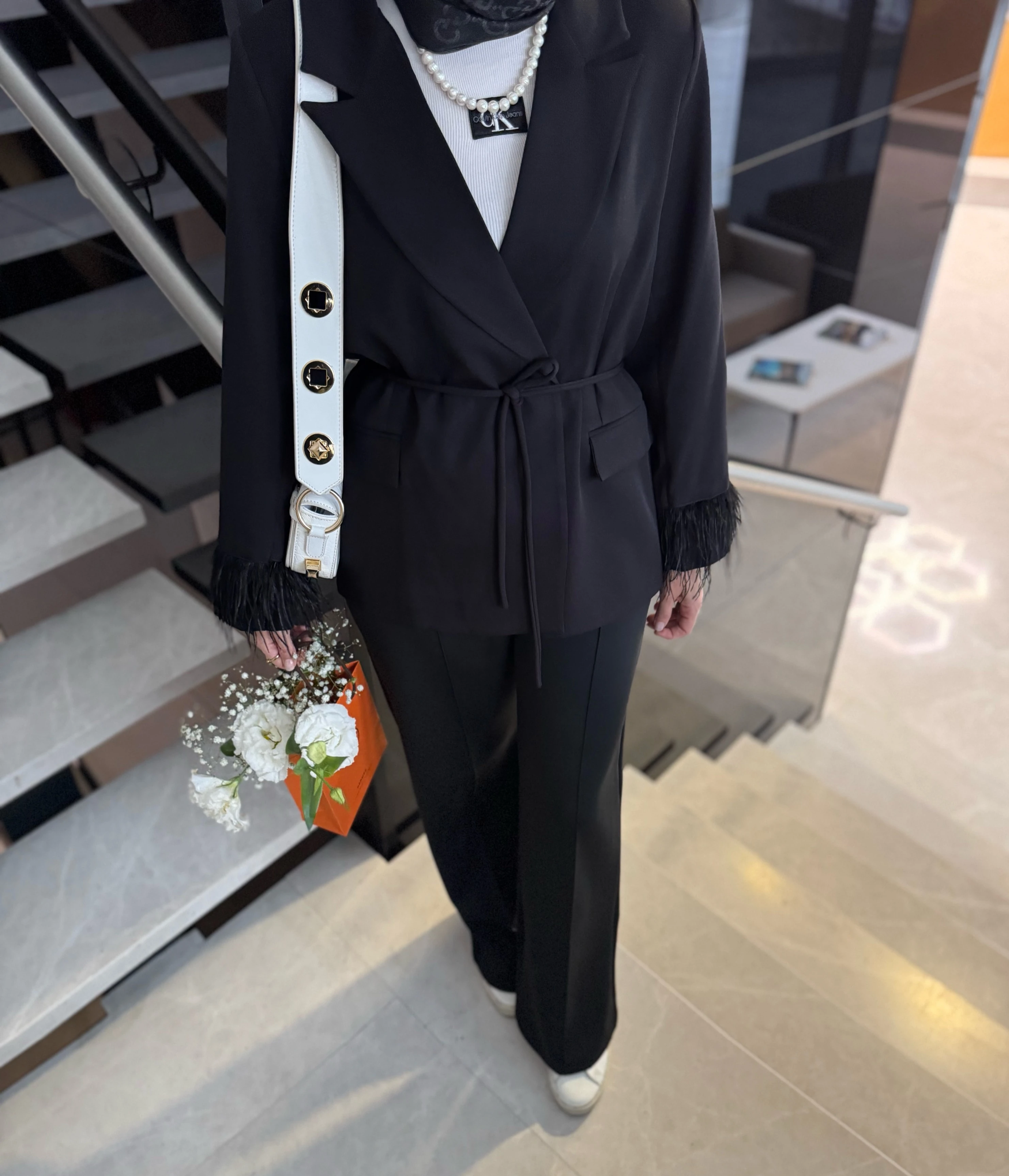 Otrişli ceket - siyah