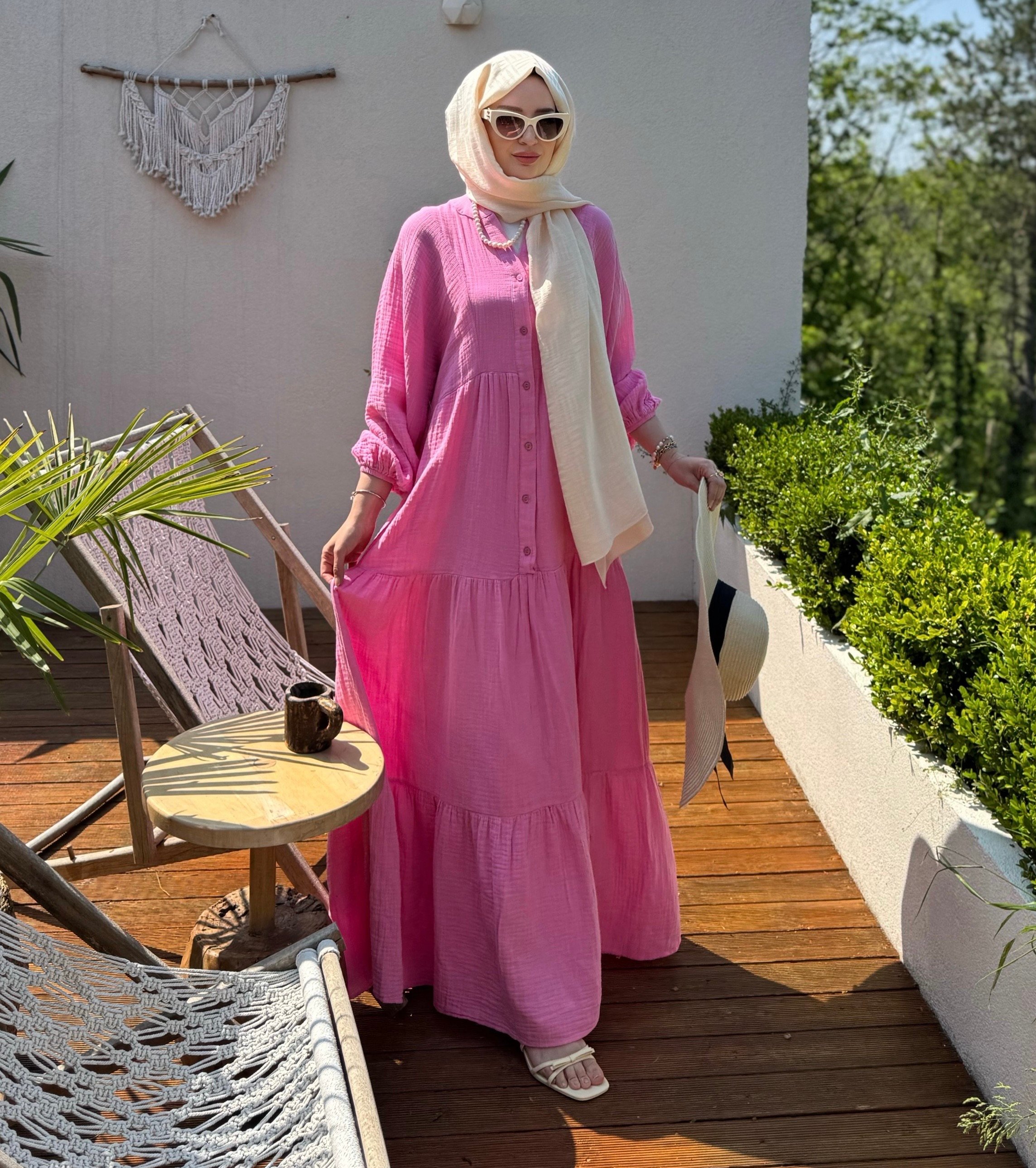 Müslin Elbise - Pembe