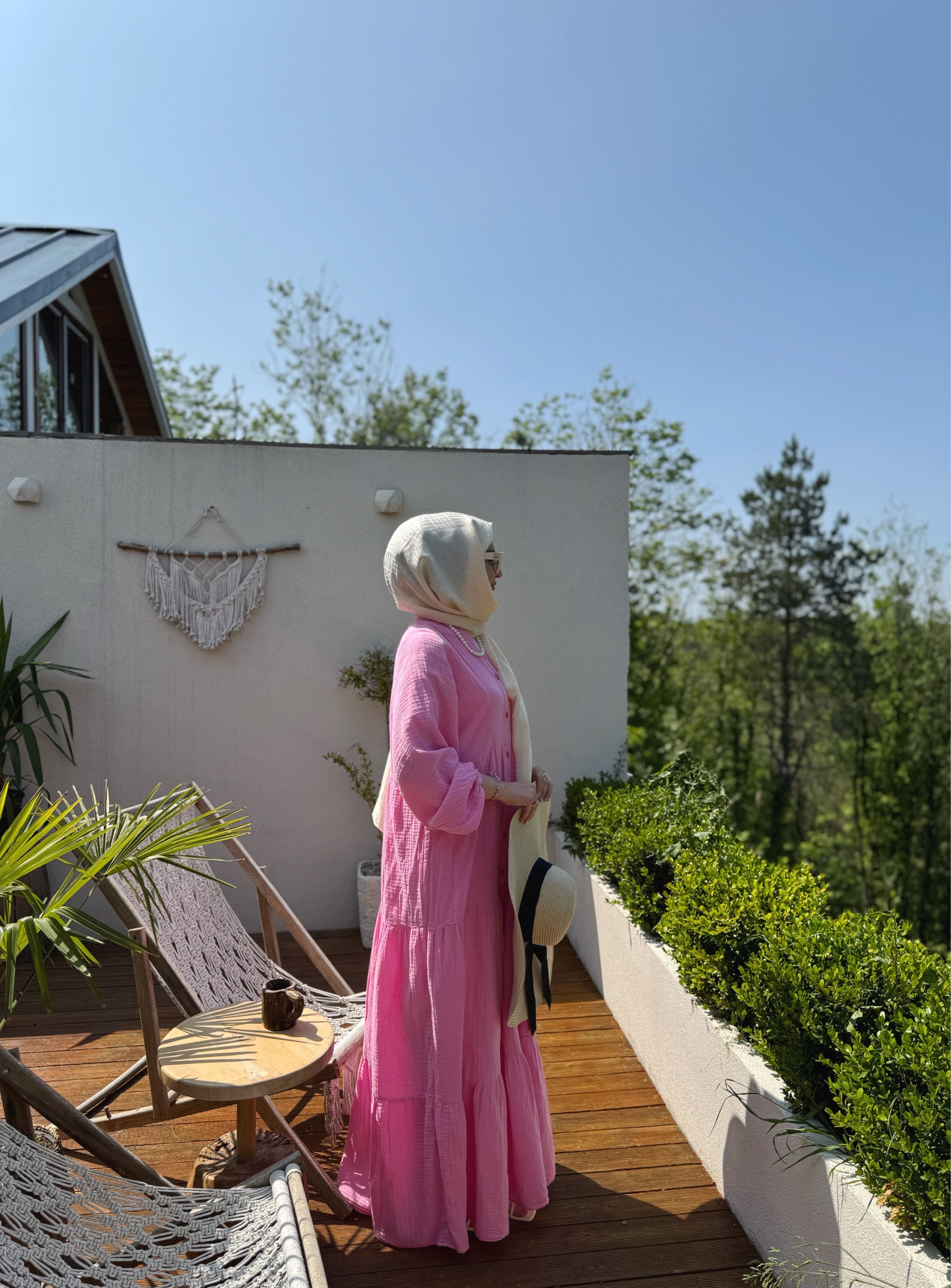 Müslin Elbise - Pembe