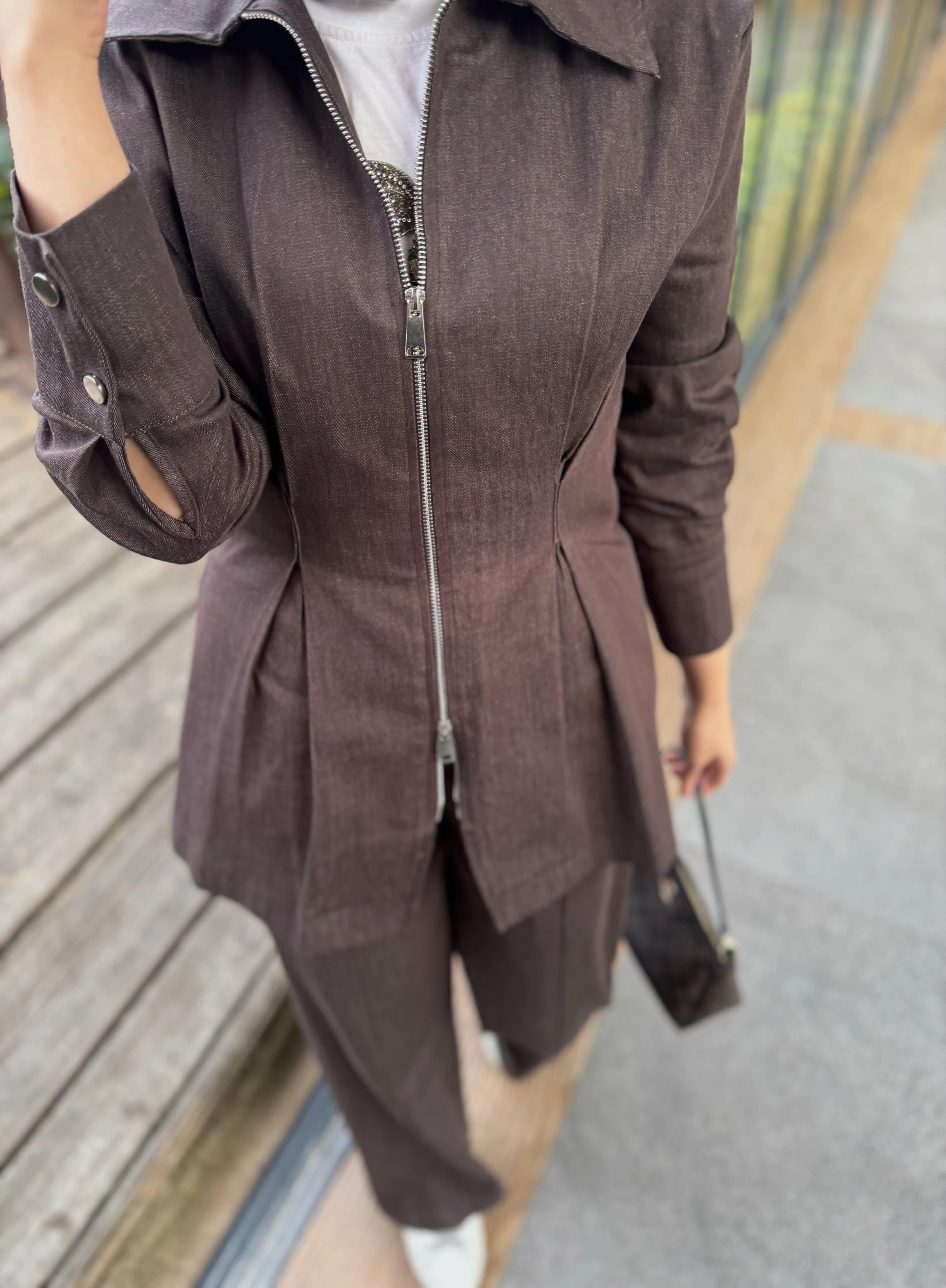 Dora denim takım - acıkahve