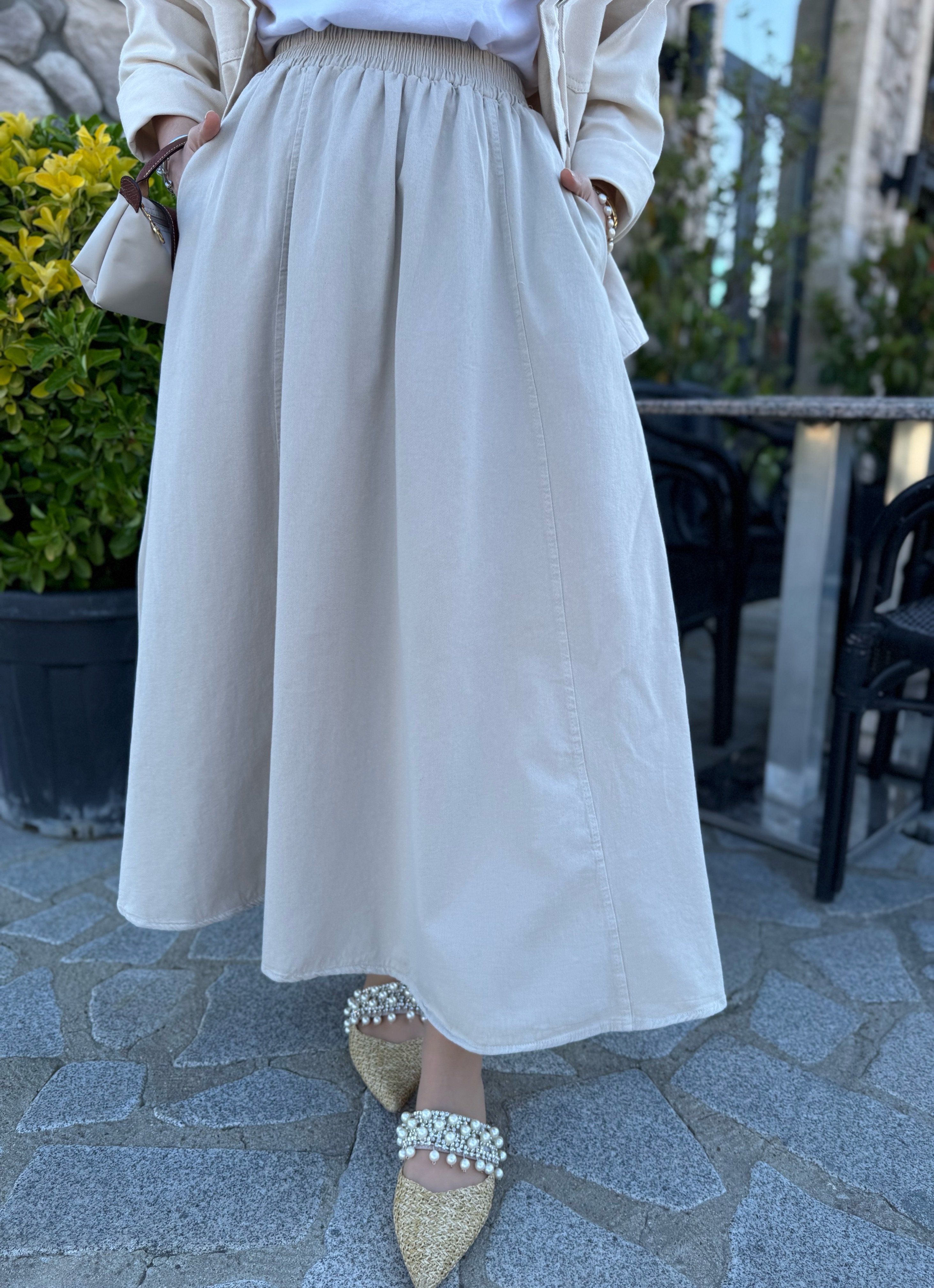 Gabardin etek - taş