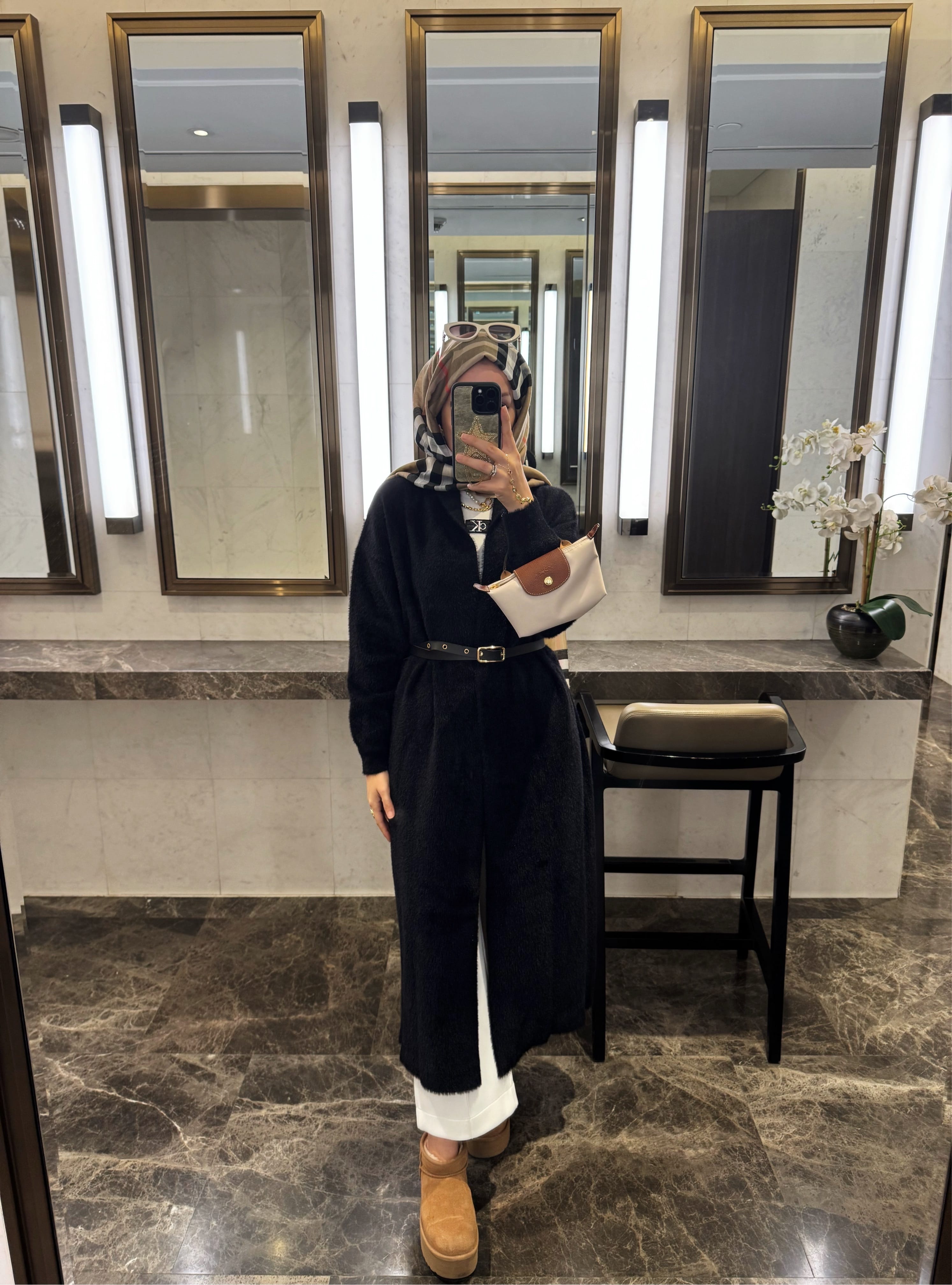 Mia kemerli angora hırka - siyah 