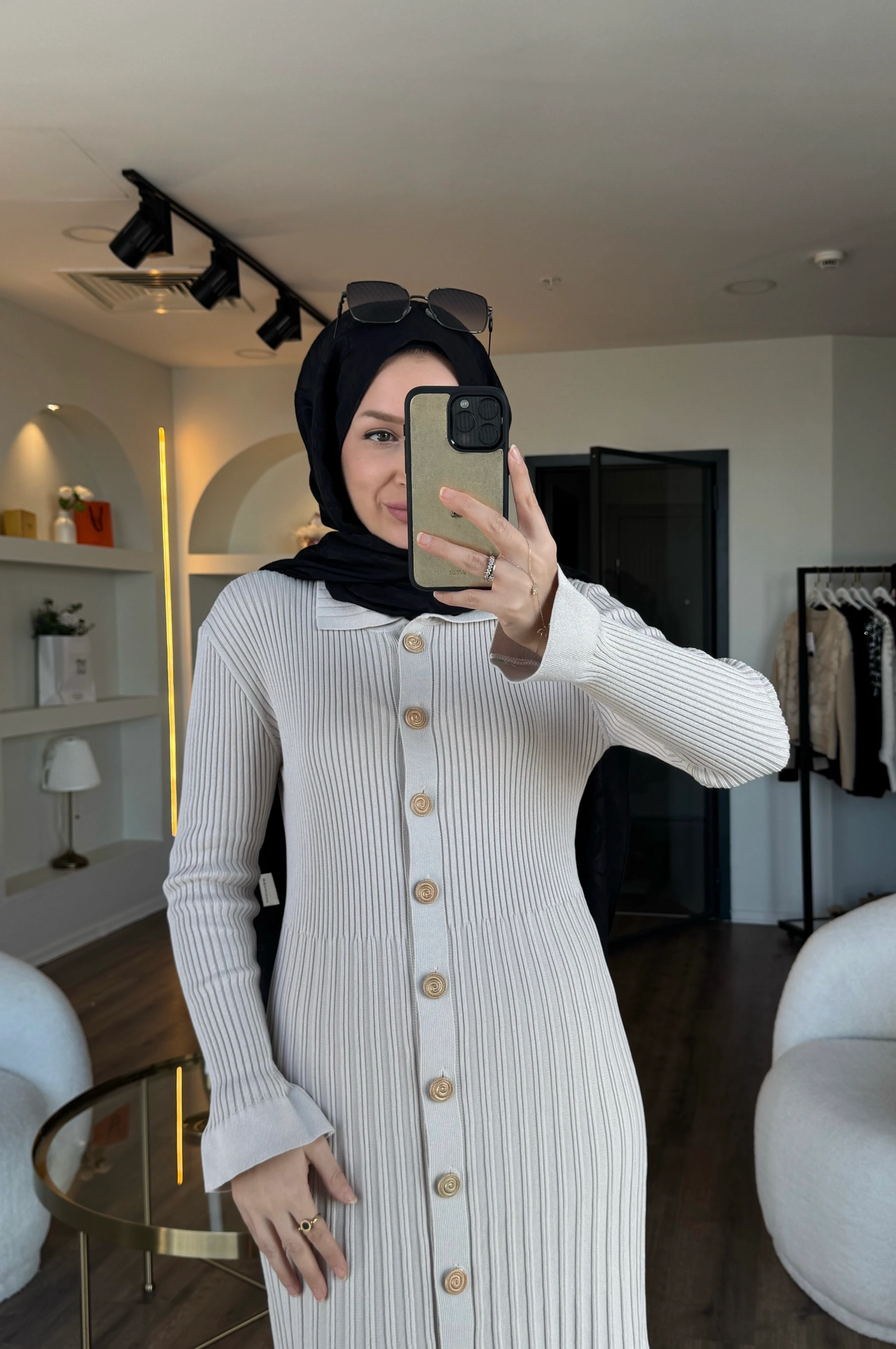 Lara merserize elbise - taş 