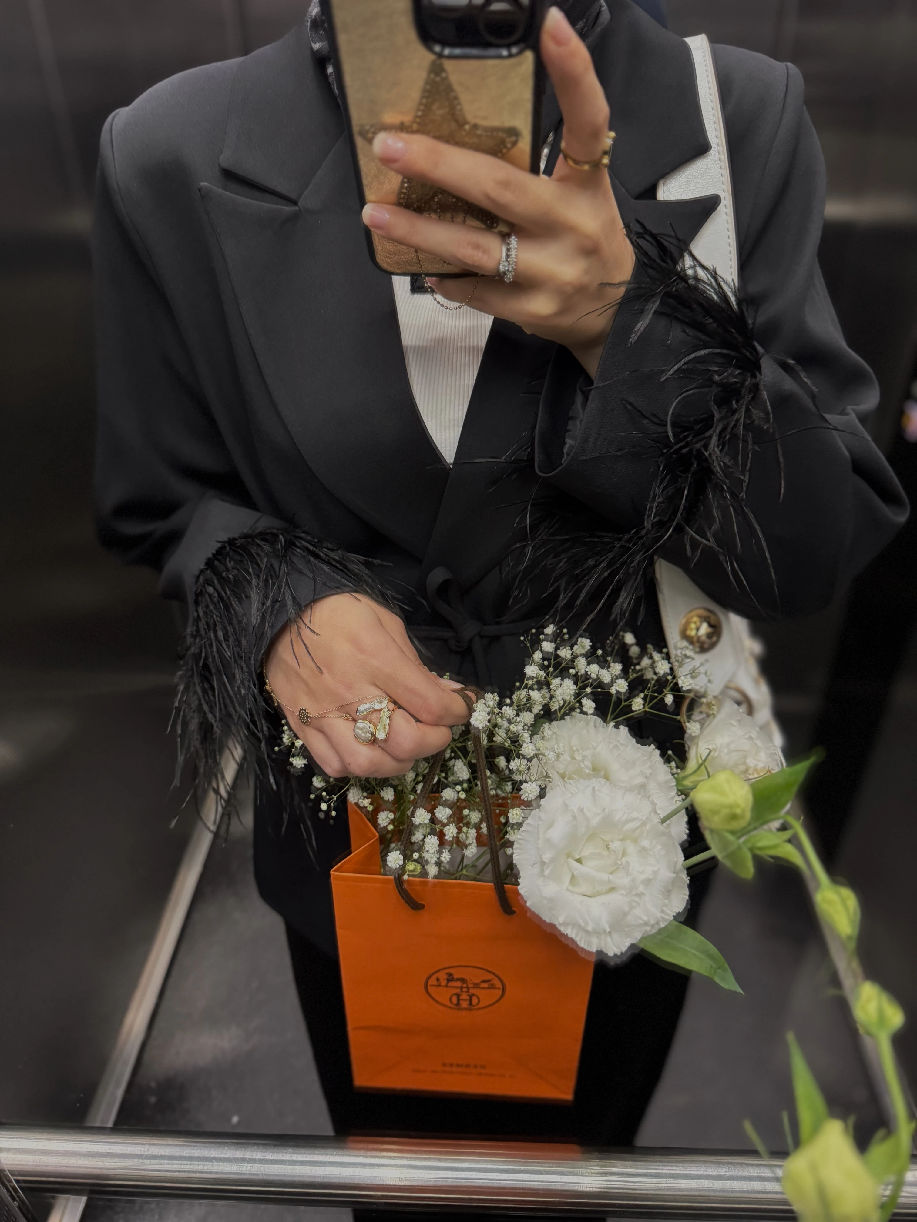 Otrişli ceket - siyah