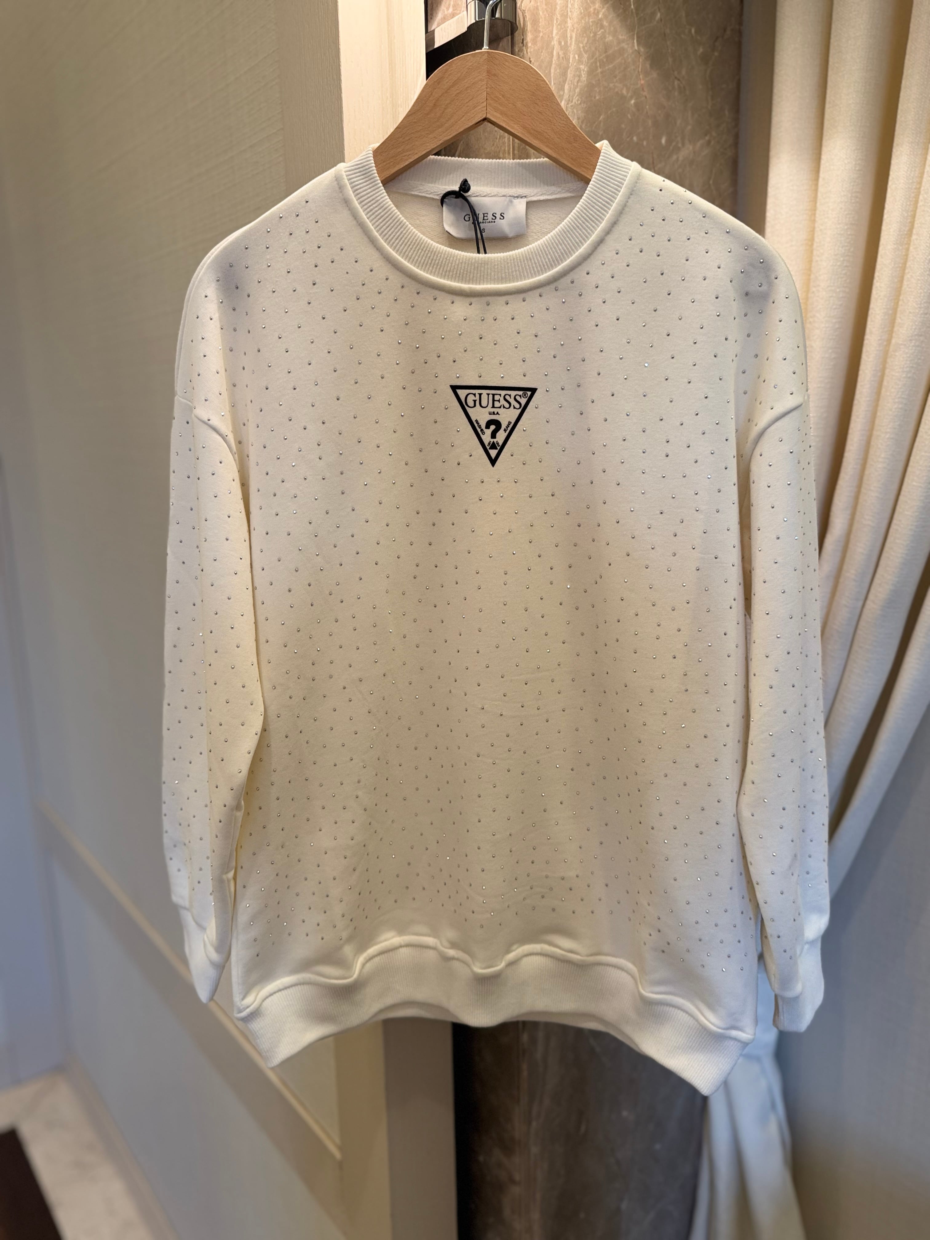 Full taşlı sweat - beyaz 