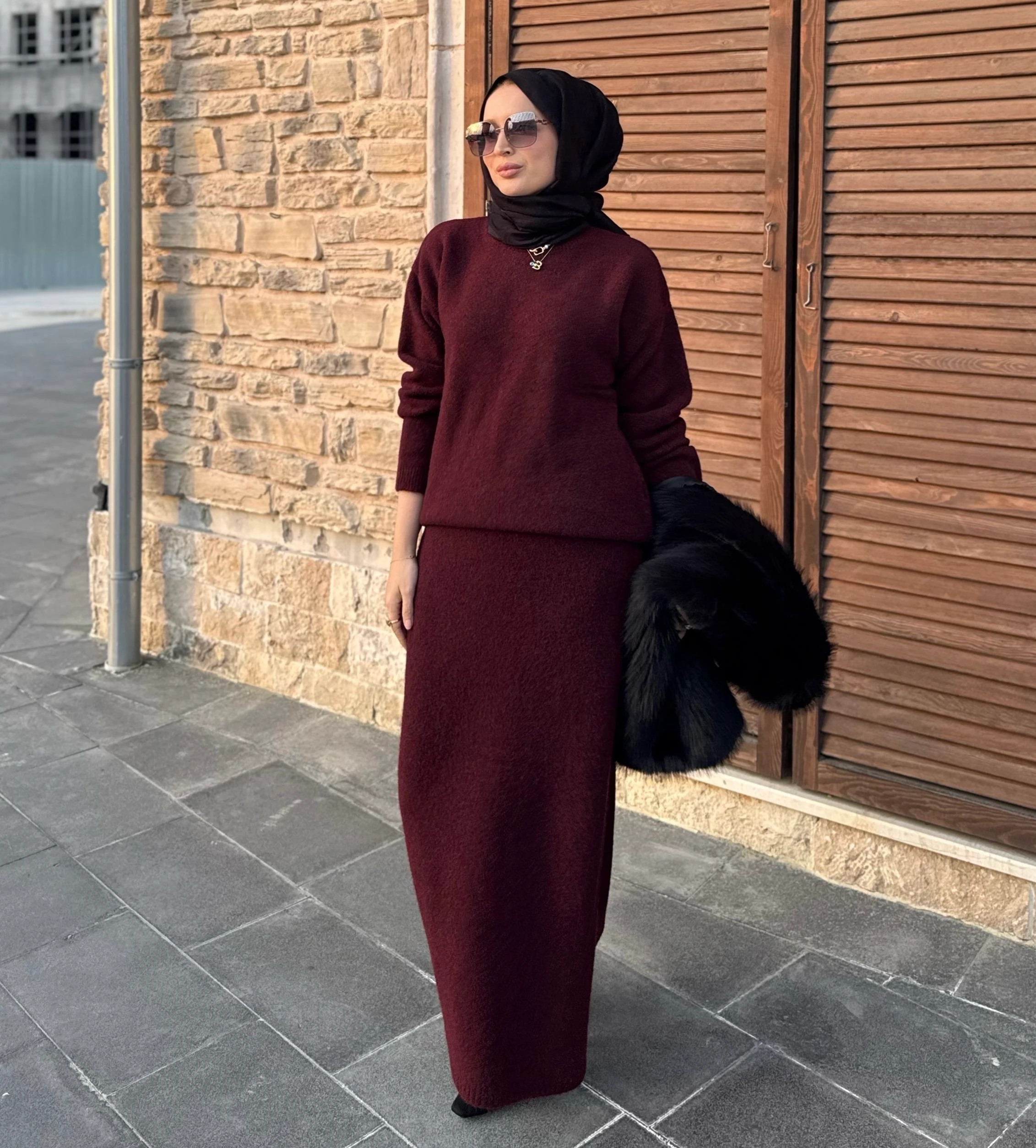 Vera triko takım - bordo