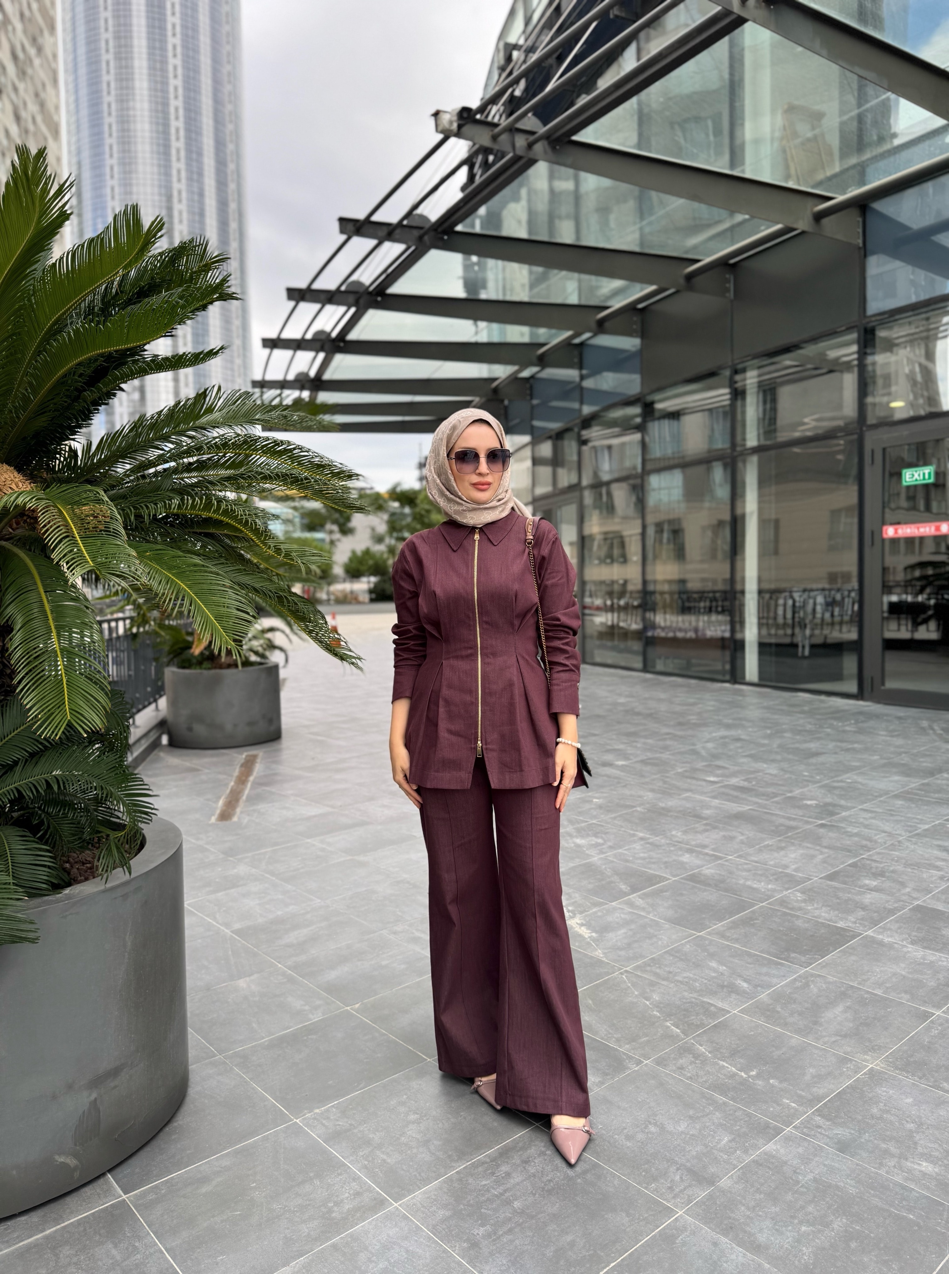 Dora denim takım - mürdüm (ÖN SİPARİŞ)