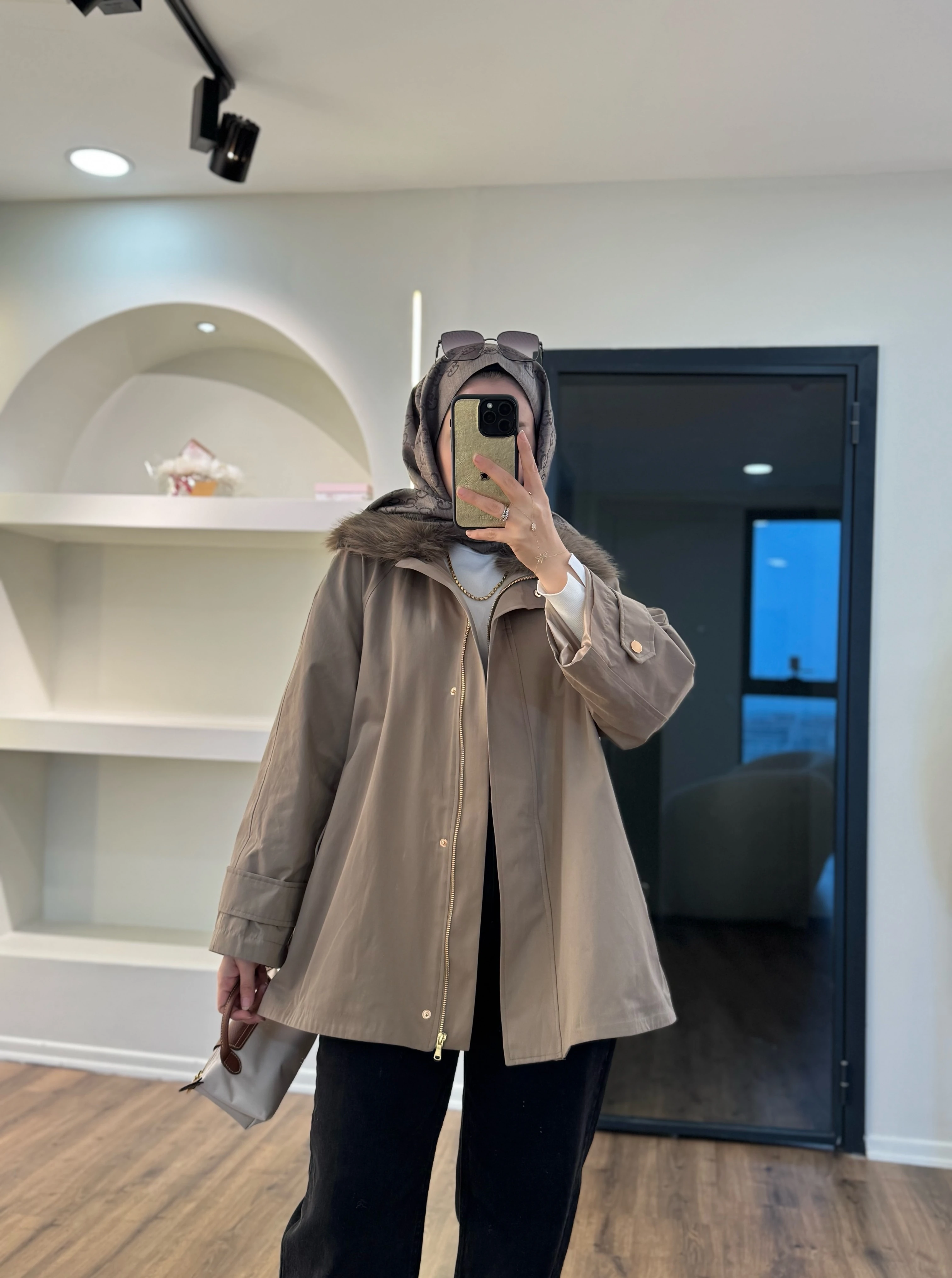 Kürklü parka - vizon