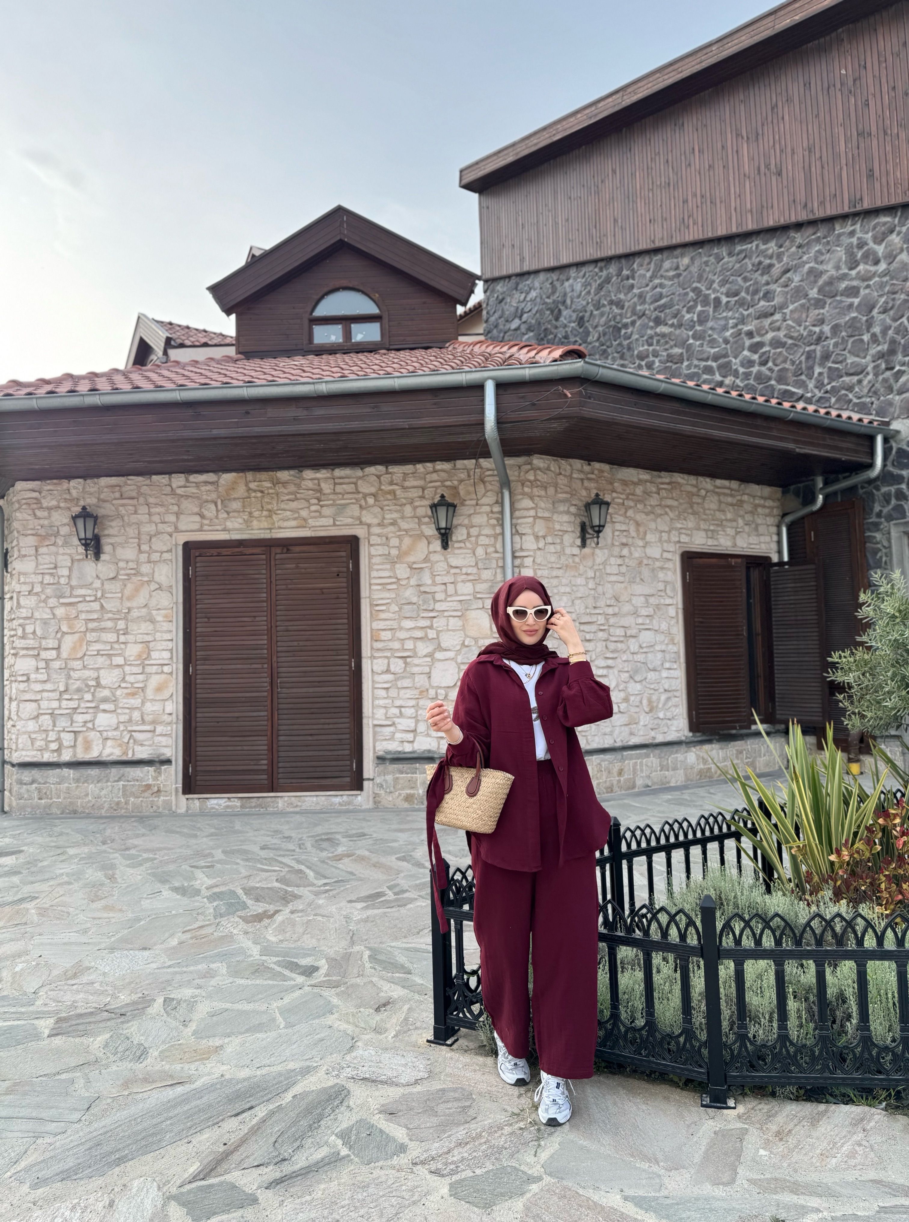 Müslin takım - bordo