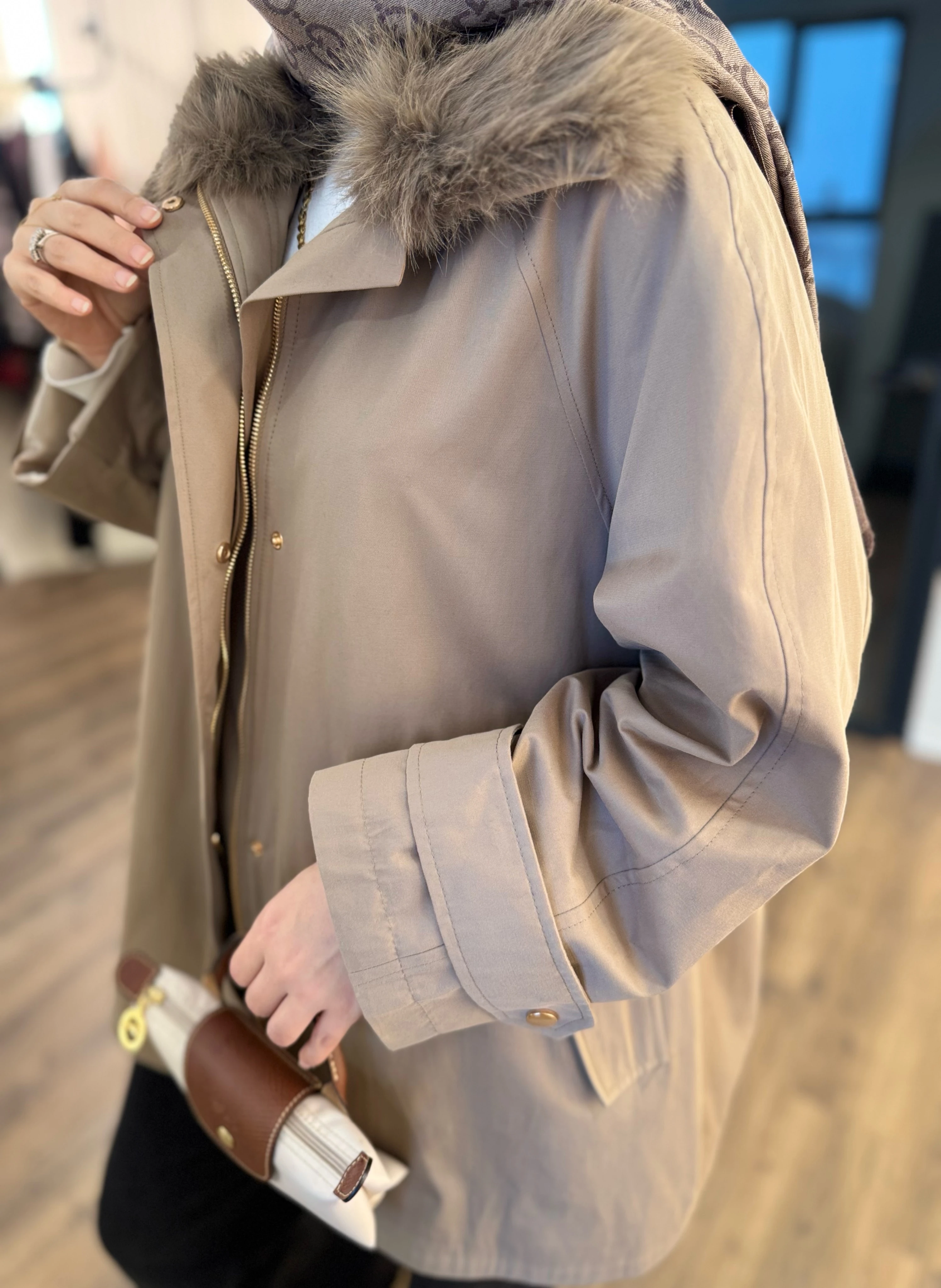 Kürklü parka - vizon