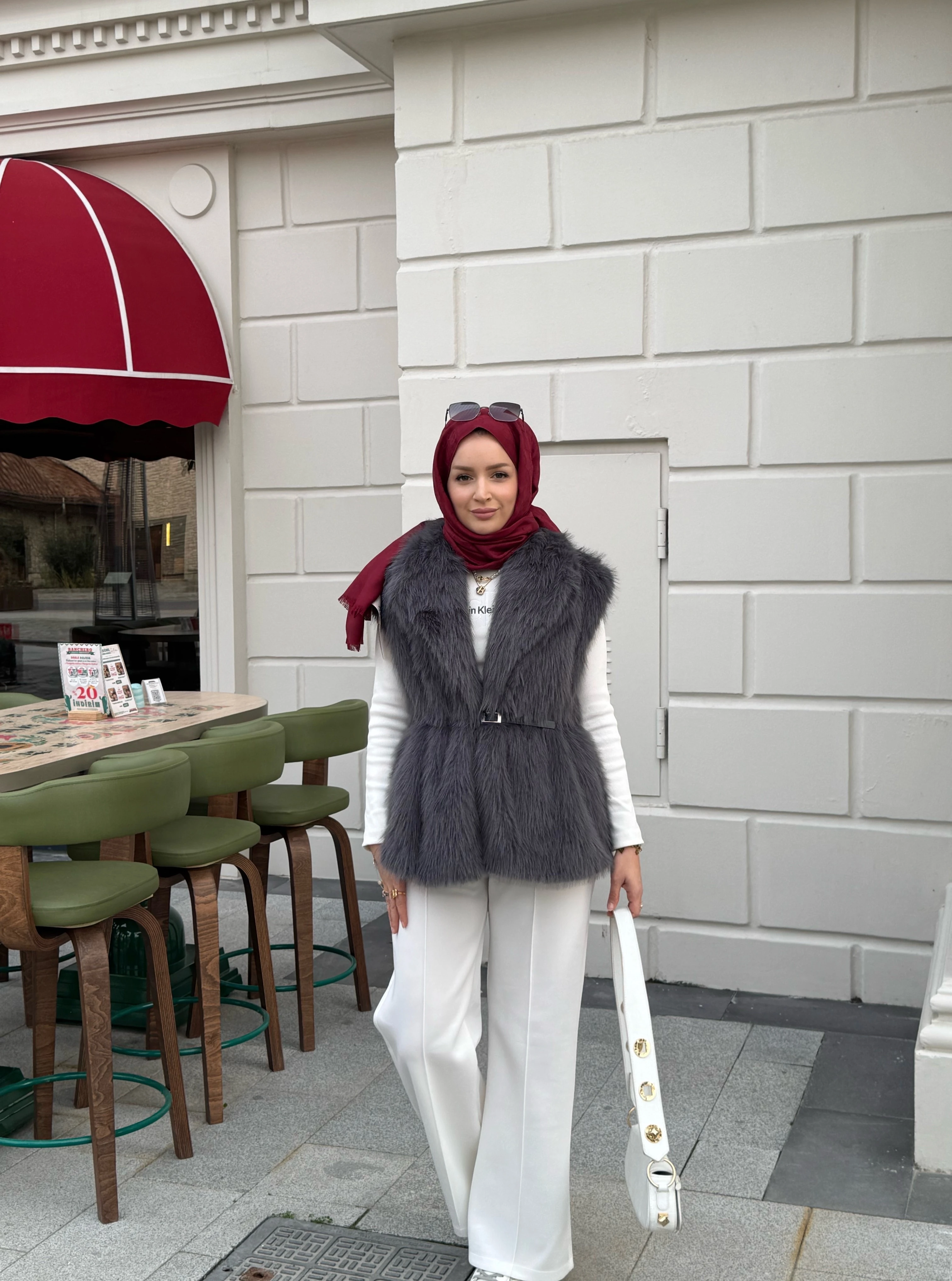 Royal kürk yelek - gri