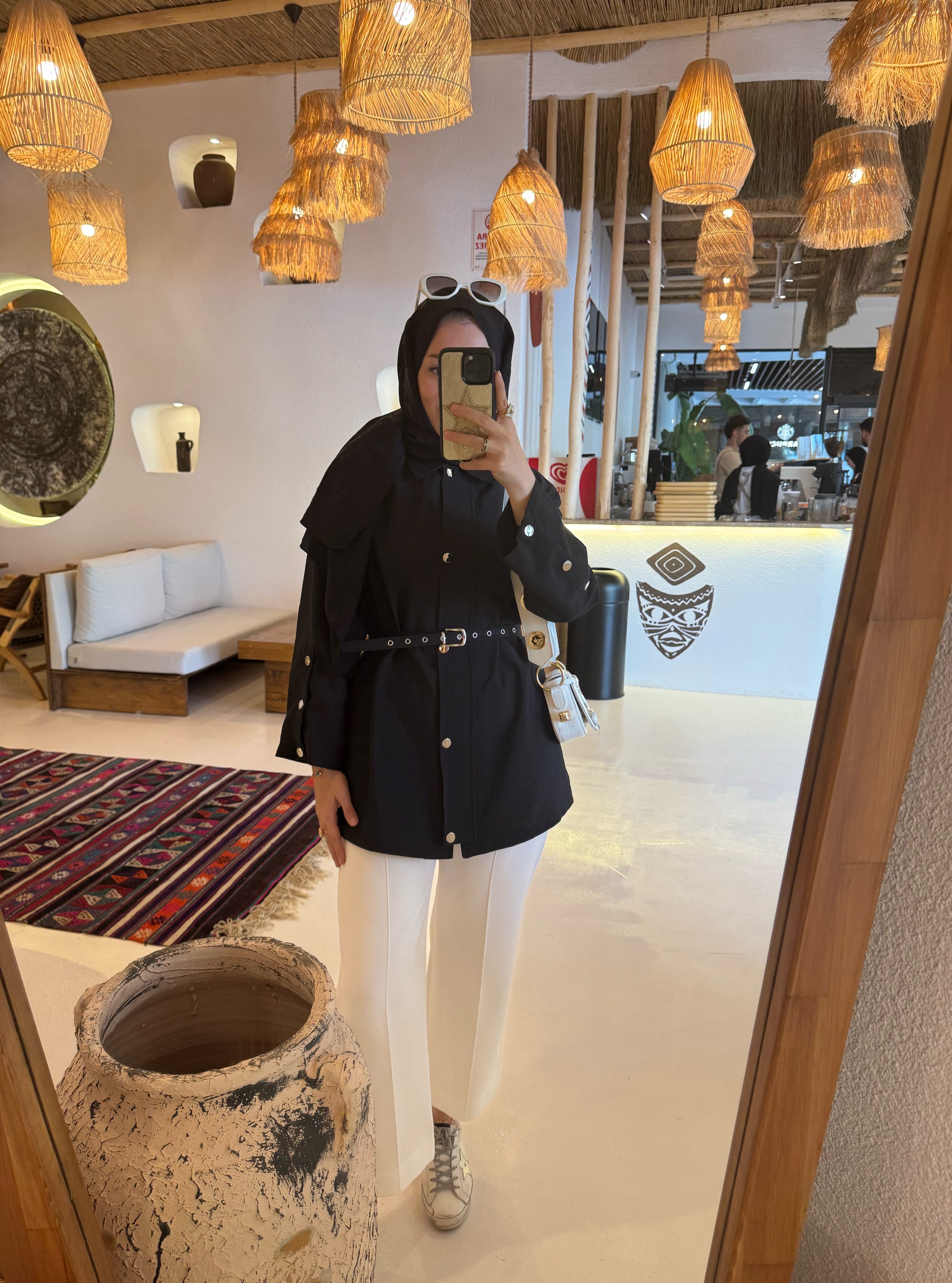 Lisa kemerli ceket - siyah