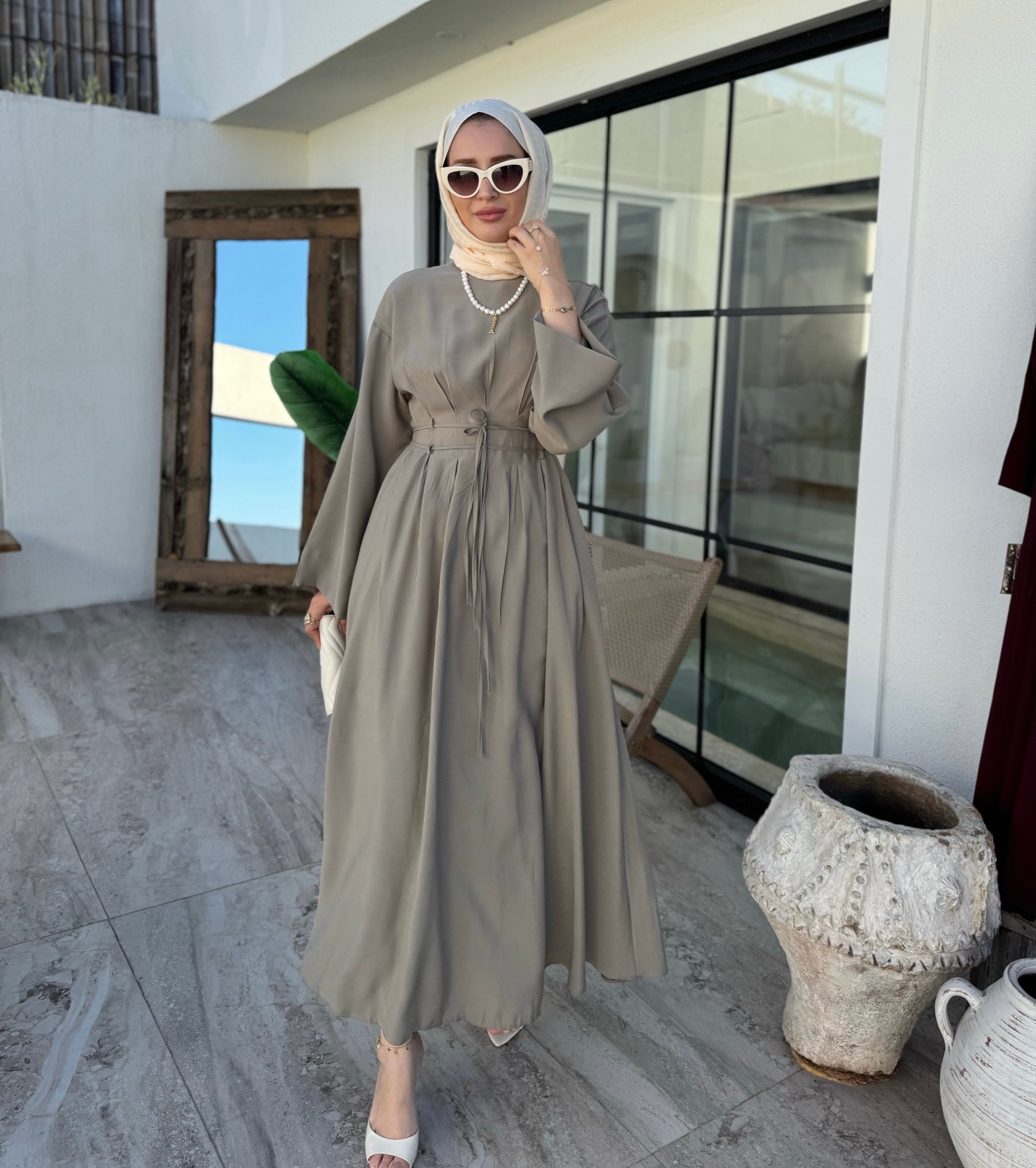 Narin modal elbise - haki