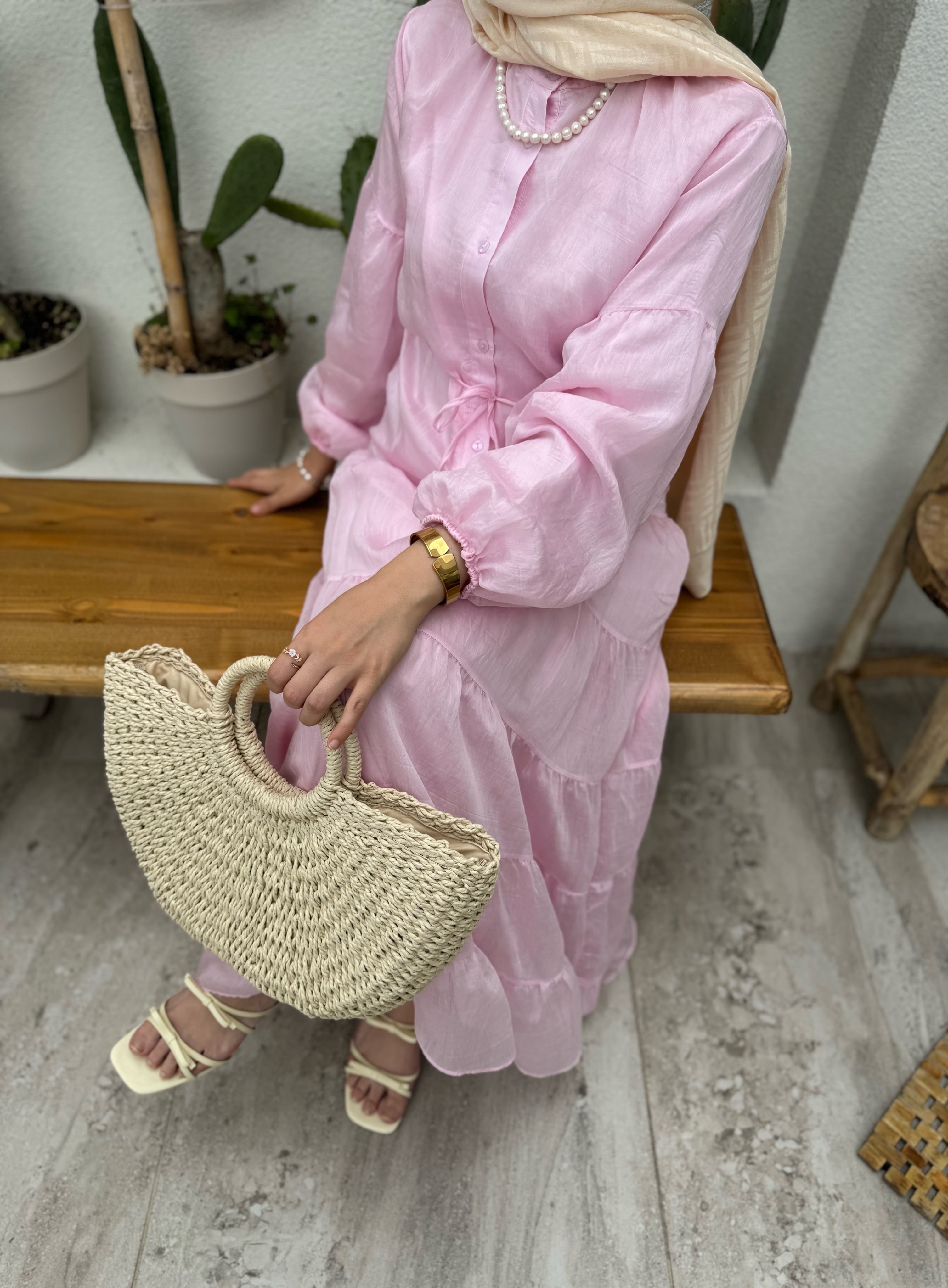 Sofia elbise - pembe