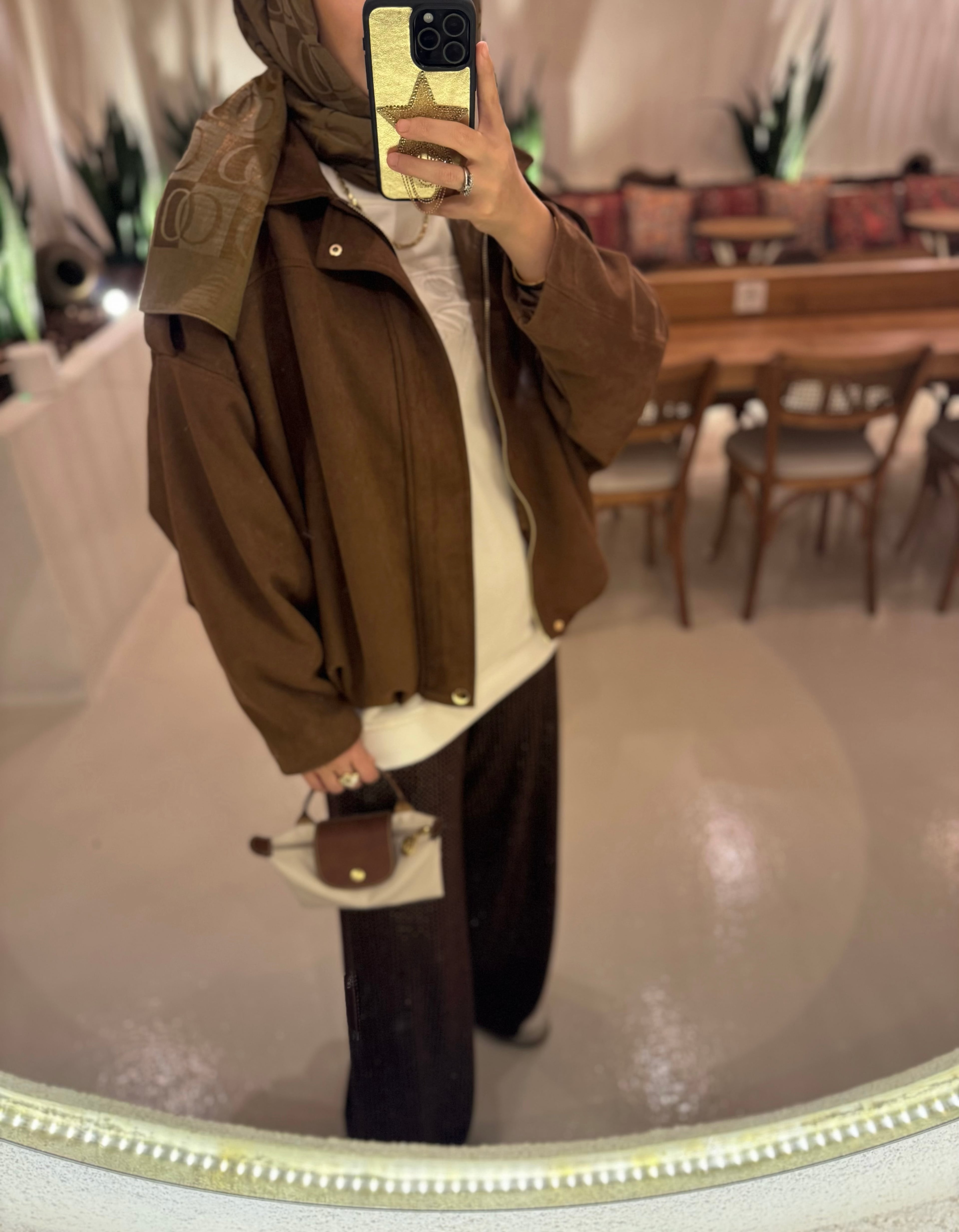 Süet bomber ceket - camel