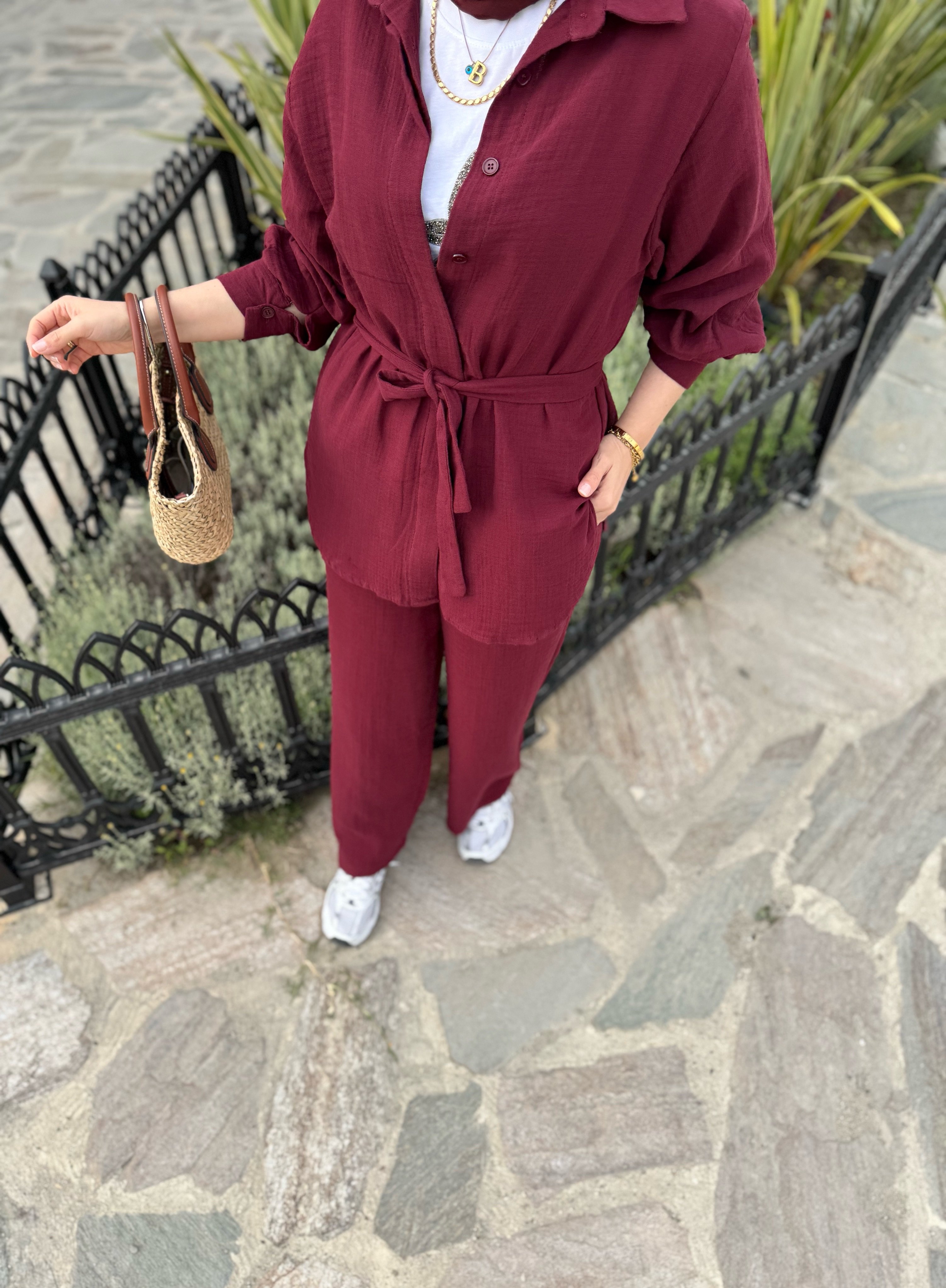 Müslin takım - bordo
