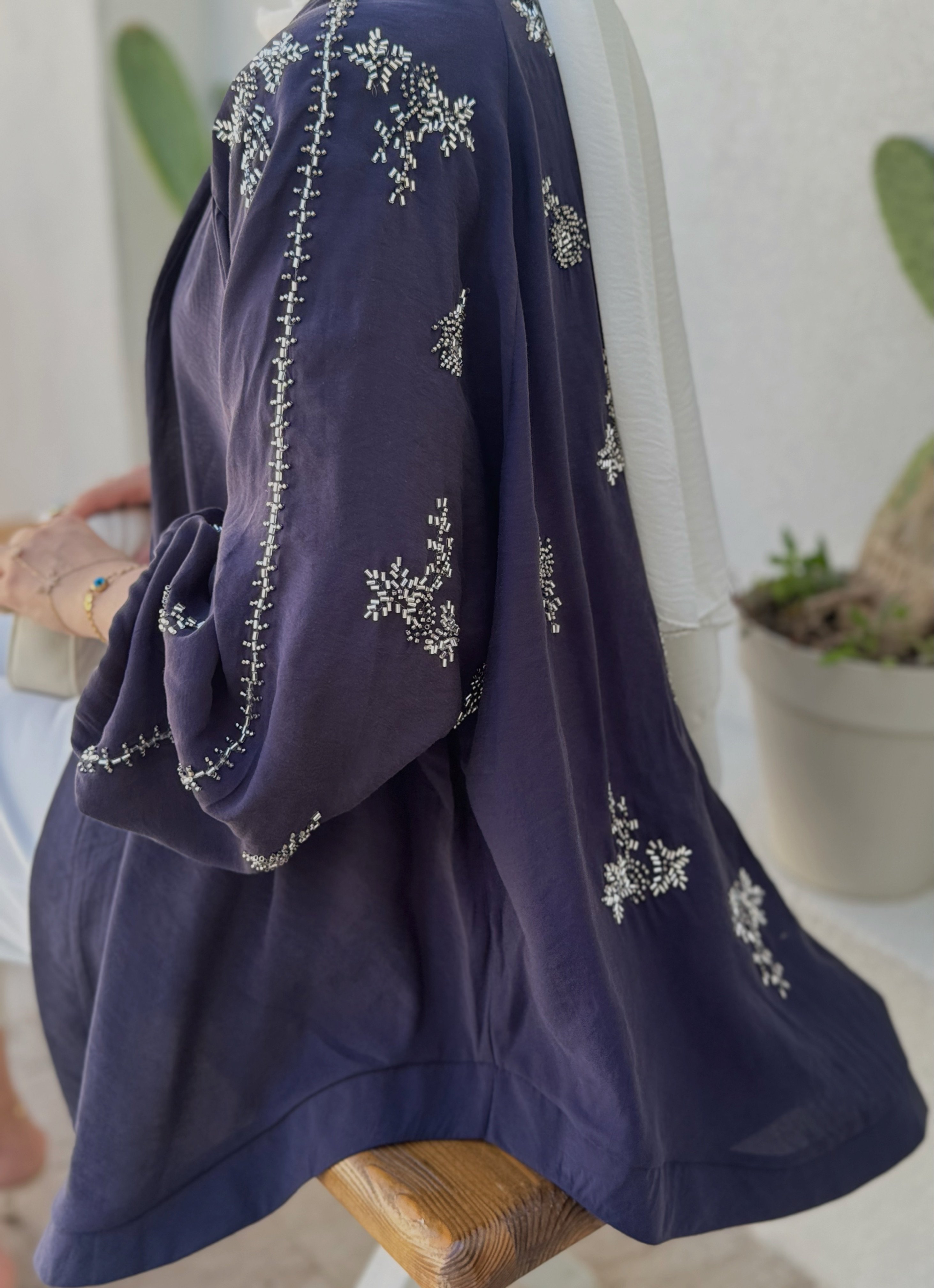 Nakışlı Kimono - Lacivert