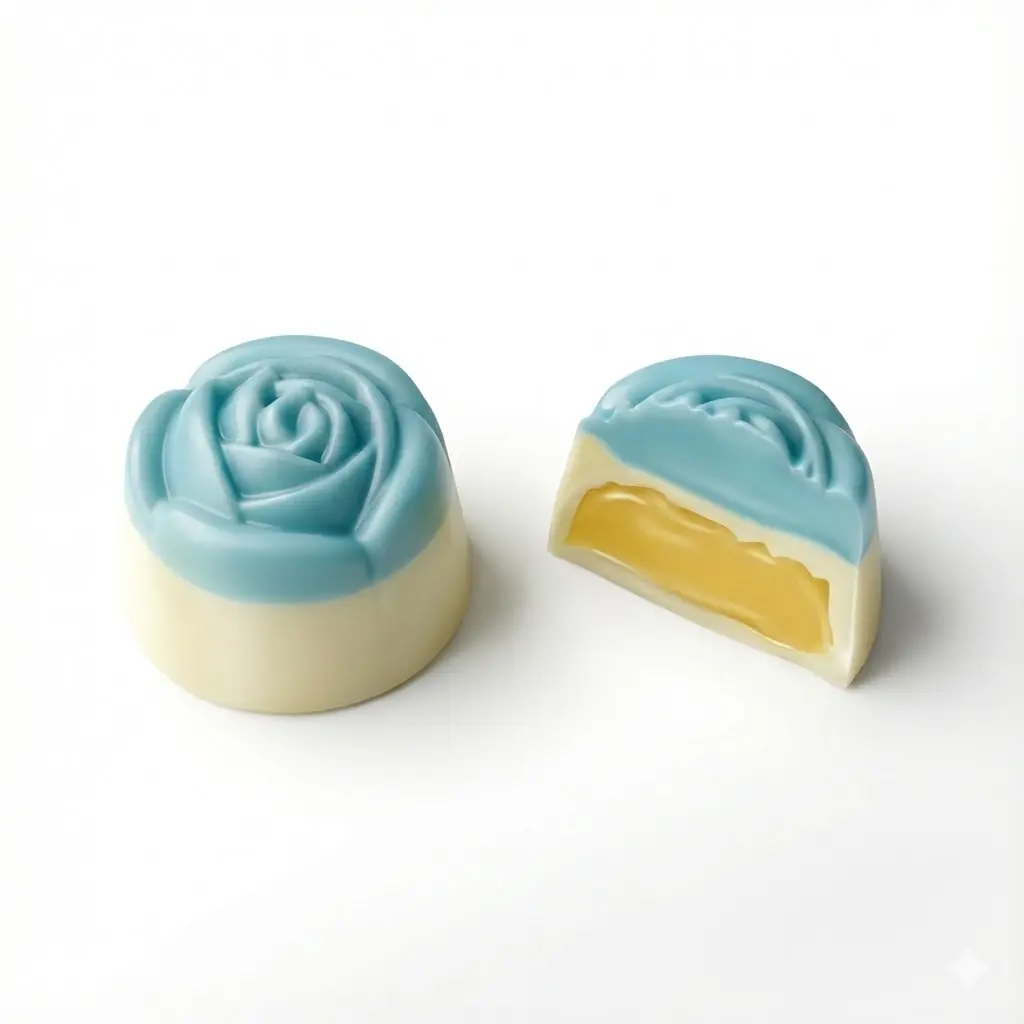 Karamelli Limon Gülü - Belçika Beyaz Çikolata (Mavi)