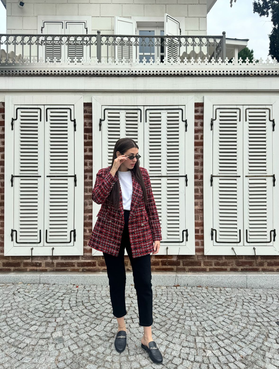 CO139 Kırmızı Desen Blazer Ceket
