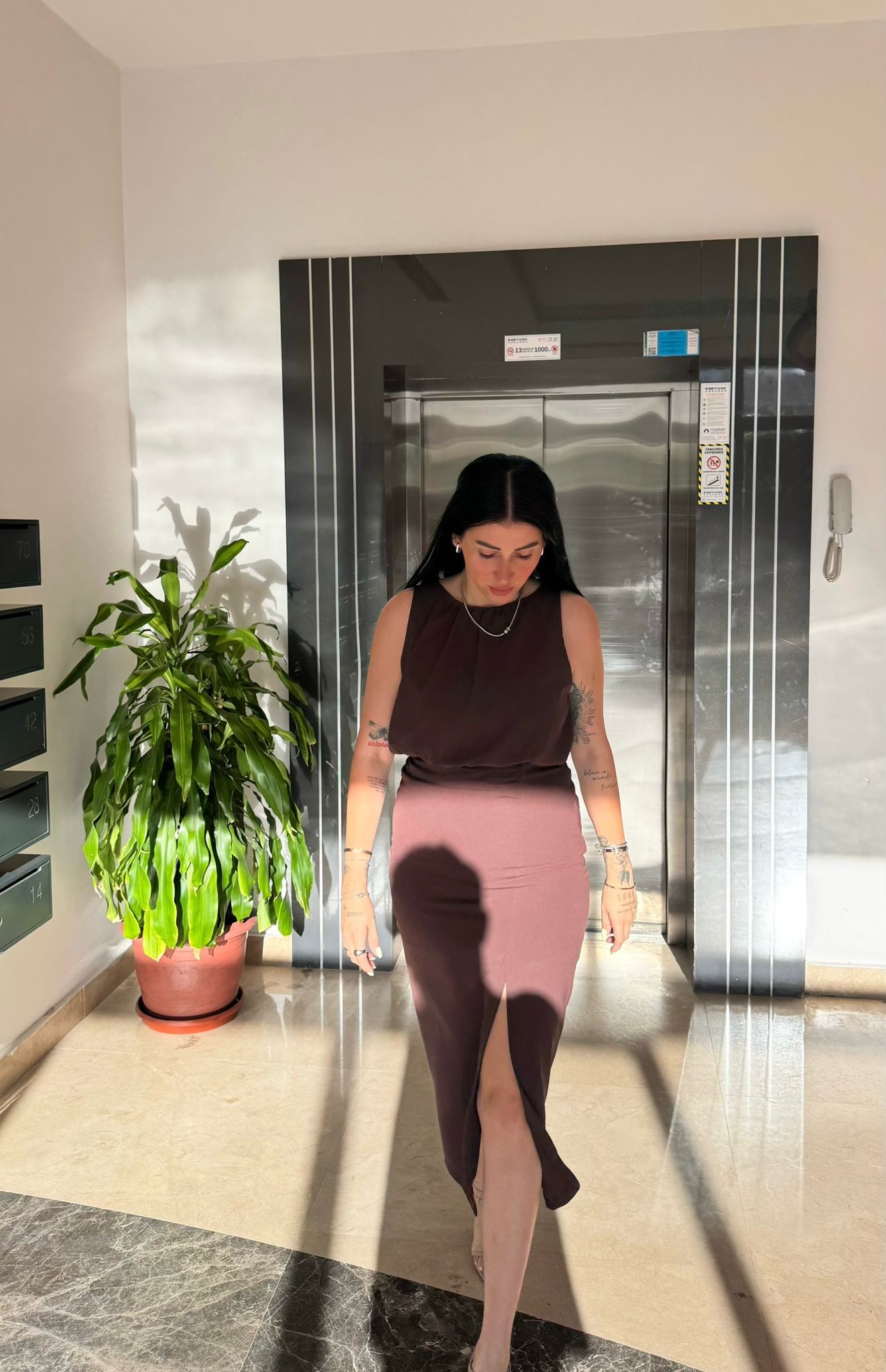 Acı Kahve Büğüm Elbise 