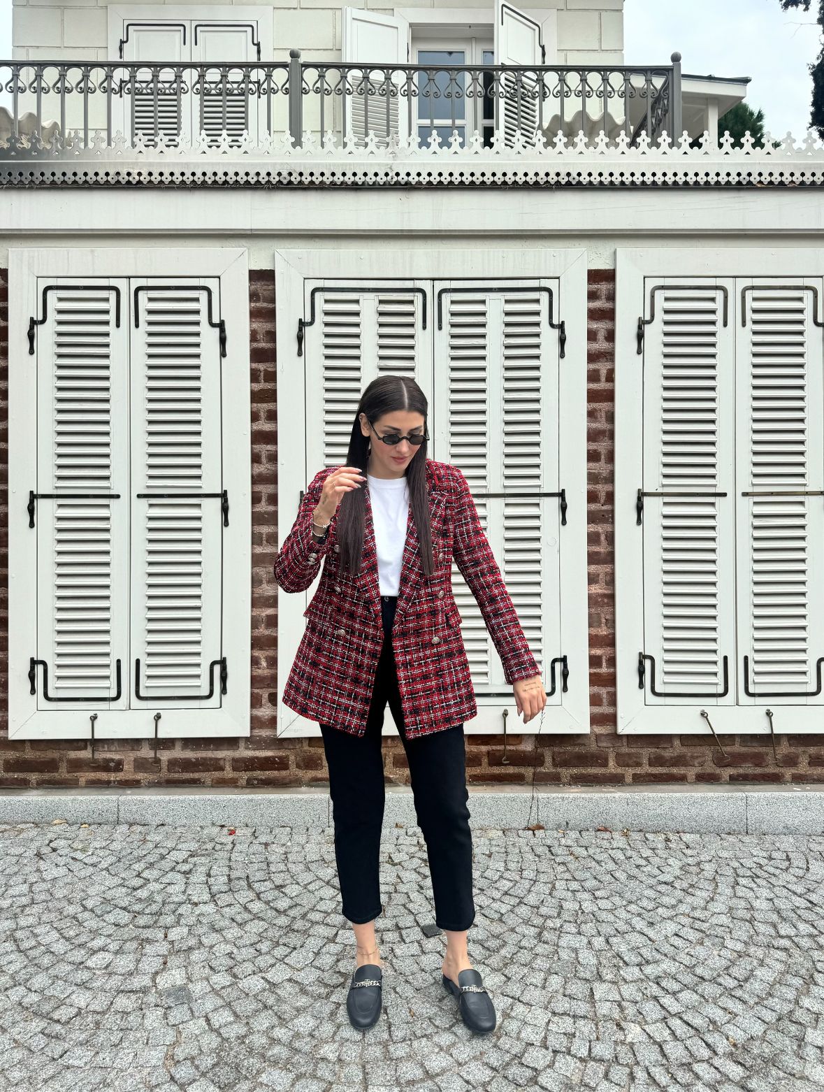 CO139 Kırmızı Desen Blazer Ceket