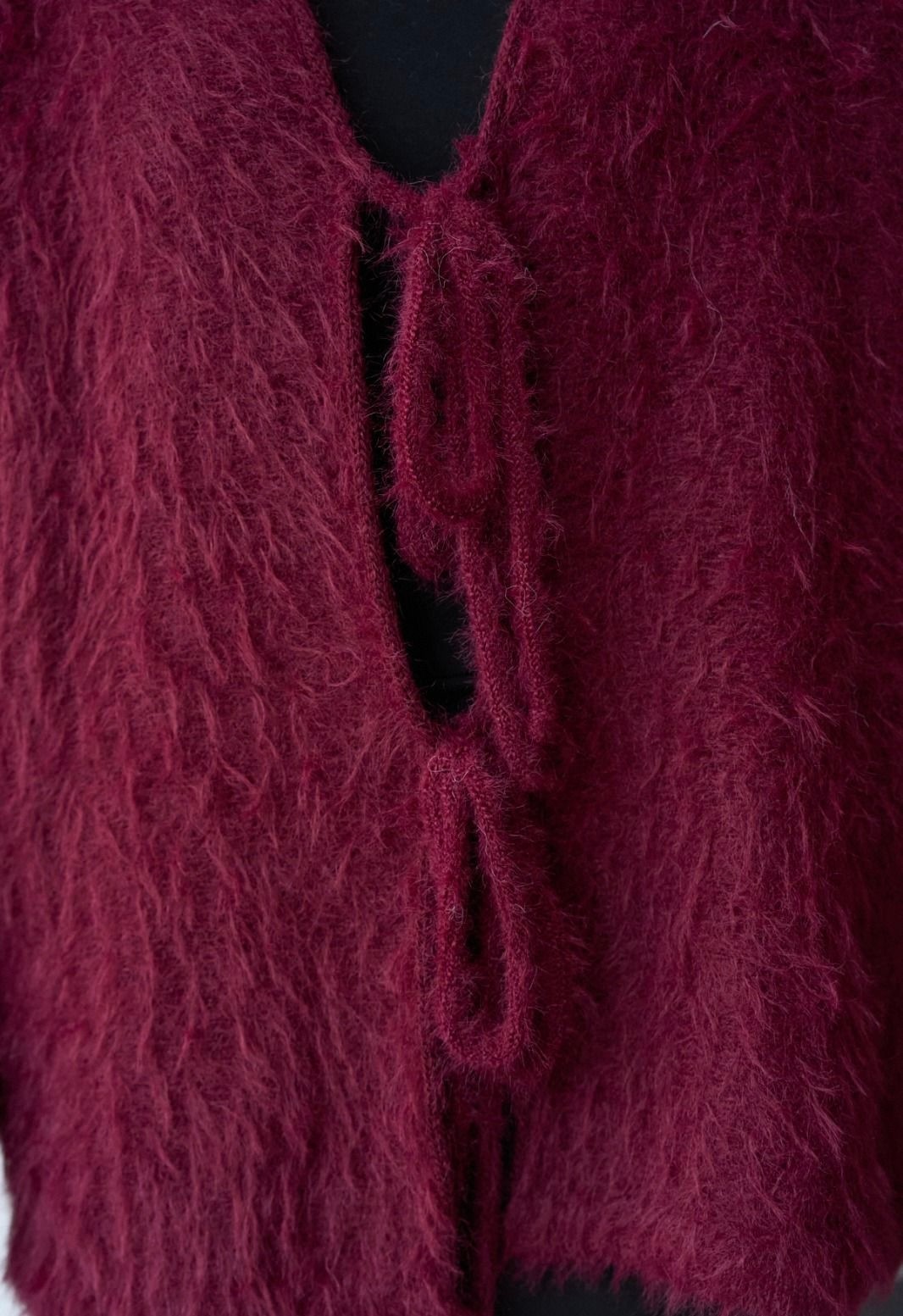 CO173 Bordo Perçem Bağlama Hırka