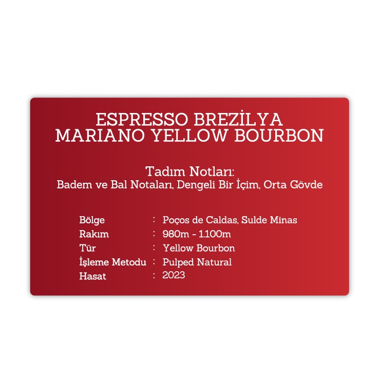 15 Kg Espresso Brezilya Mariano Yellow Bourbon