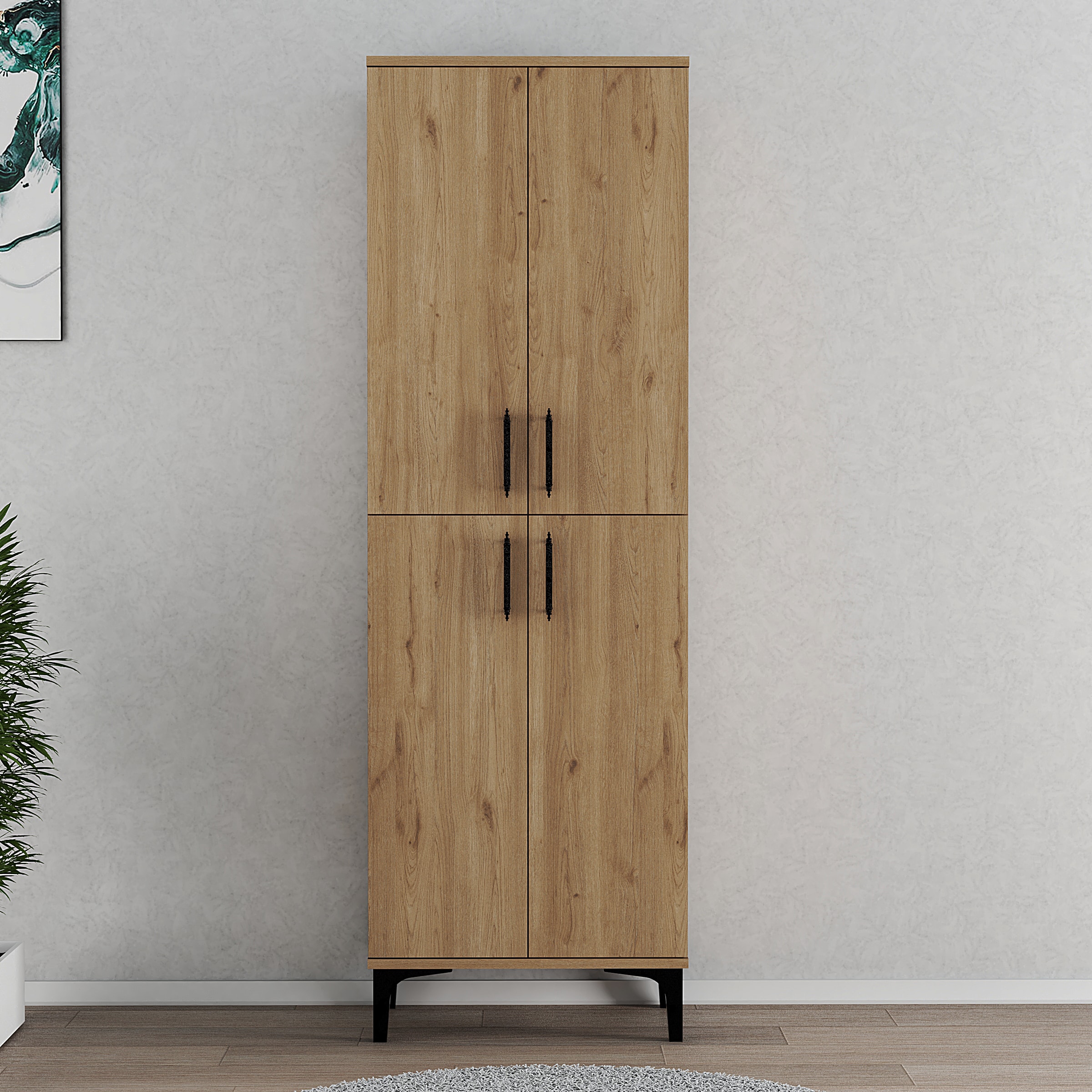 4 Kapak 6 Bölmeli Ayakkabılık Full Ceviz